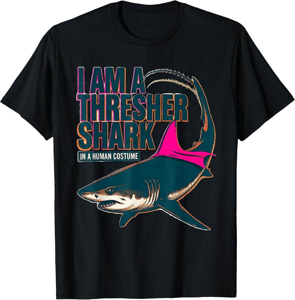 Men's I Am A Thresher Shark In A Human Costume Halloween T-Shirt - Black