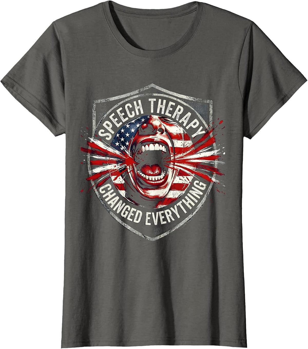 Women's Speech Therapy Changed Everything Therapist Design T-Shirt - Asphalt Grey