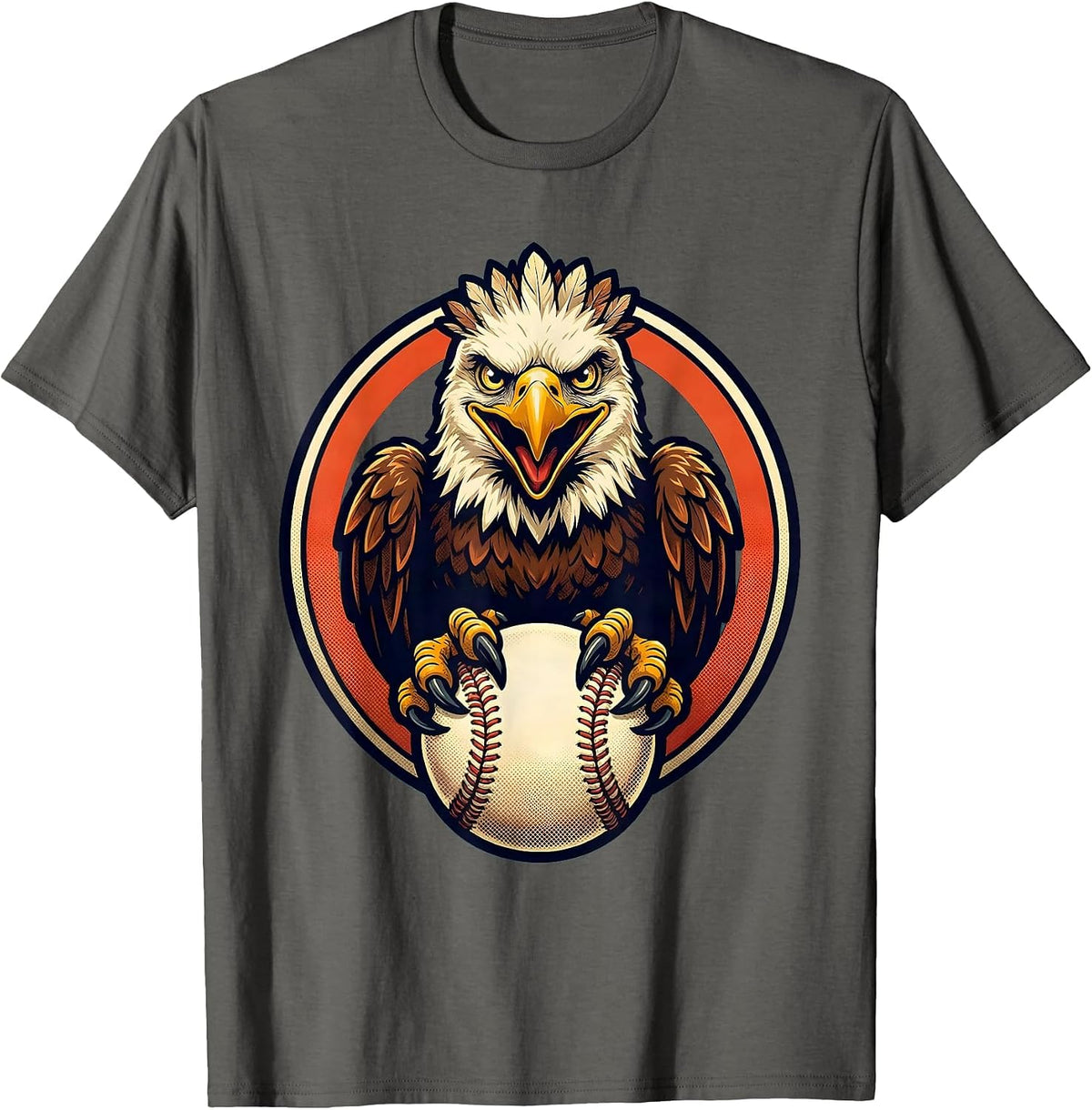 Eagle Clutching Baseball Graphic Tee T-Shirt - Asphalt Grey