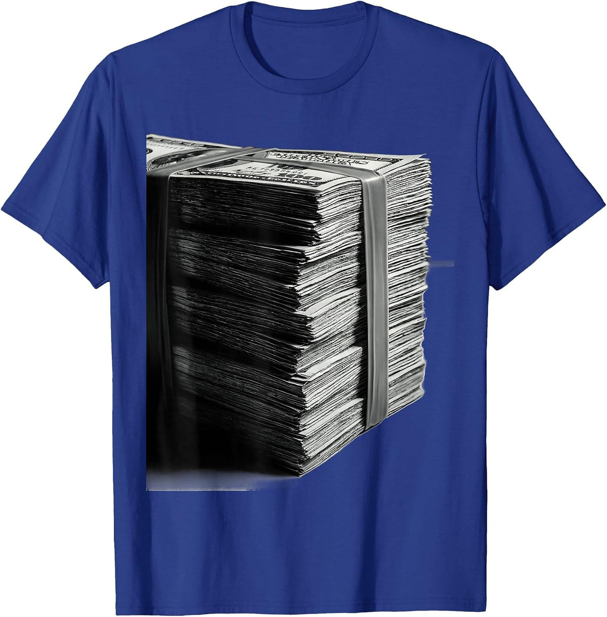 Hip Hop Stack of Cash Graphic Tee T-Shirt - Royal Blue