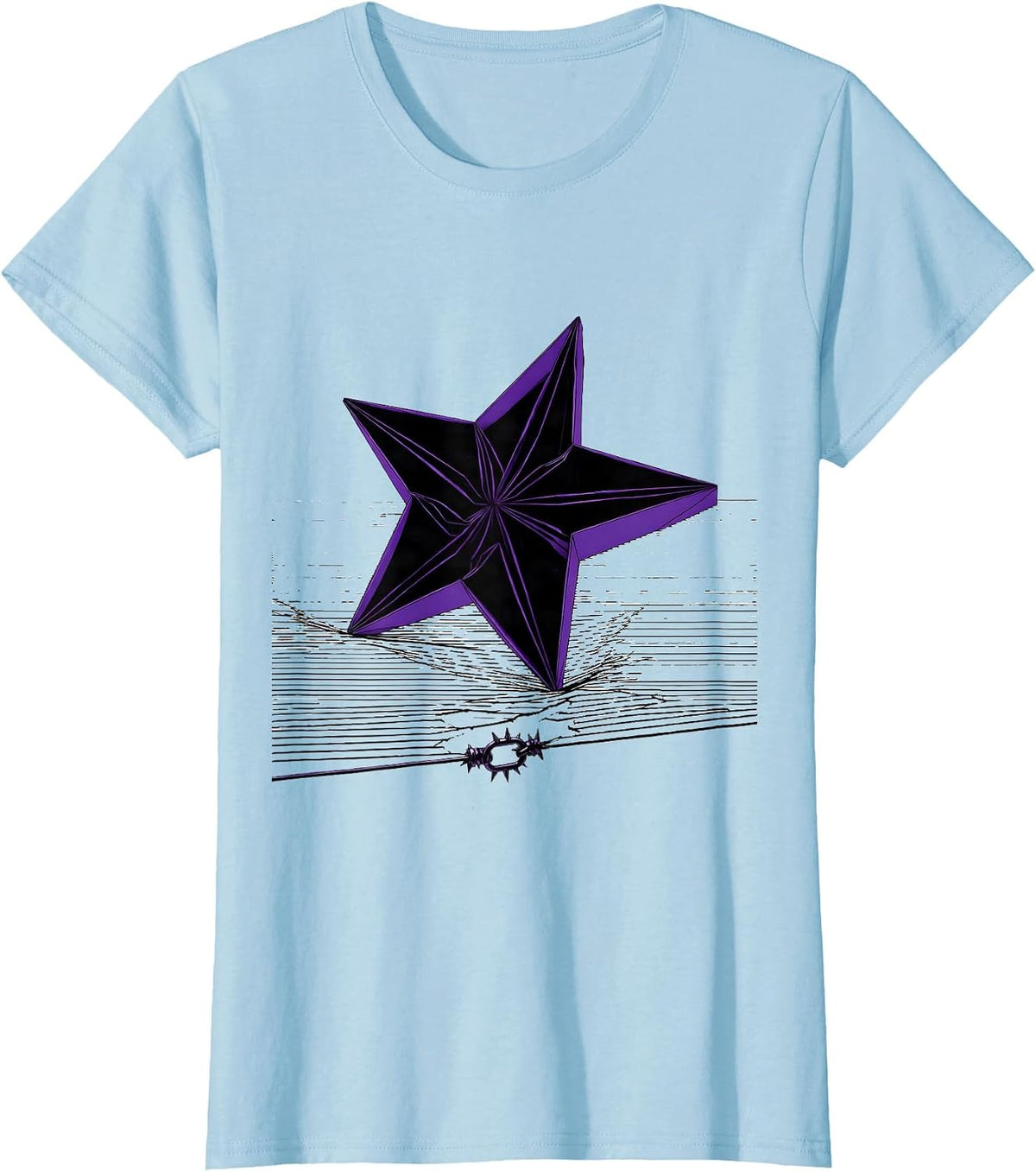 Women's Folded Star Grunge Alt Y2K Vintage Graphic T-Shirt - Baby Blue