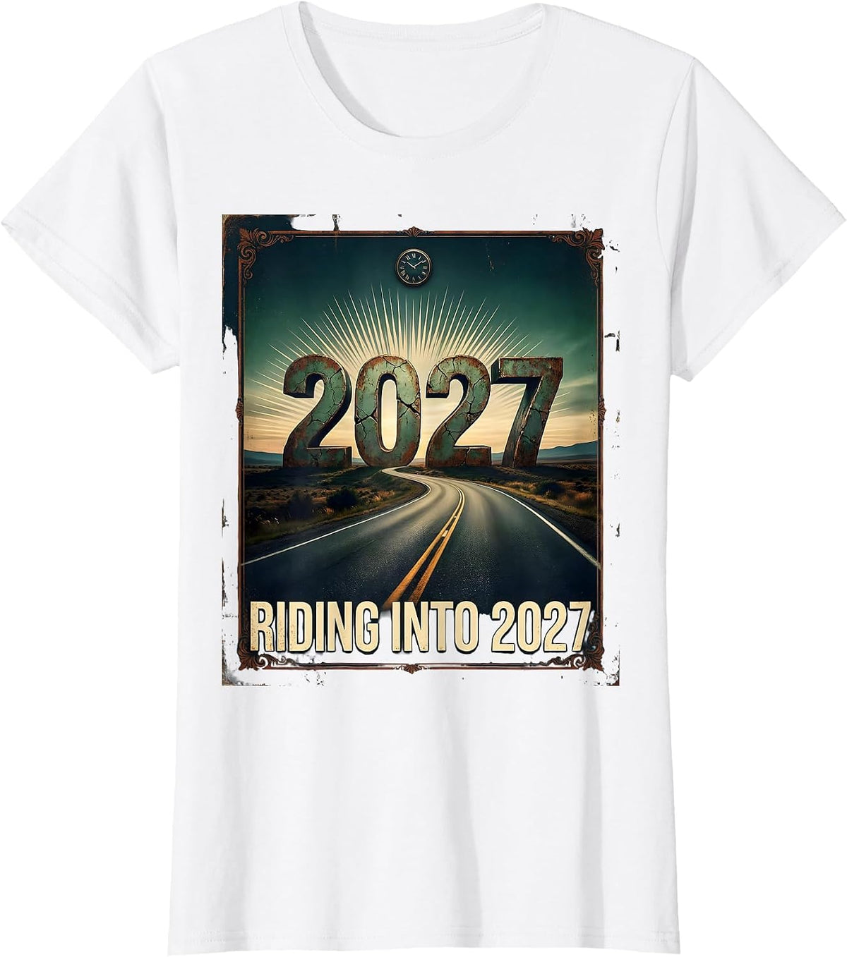 Riding Into 2027 Vintage New Year Family Matching T-Shirt - White