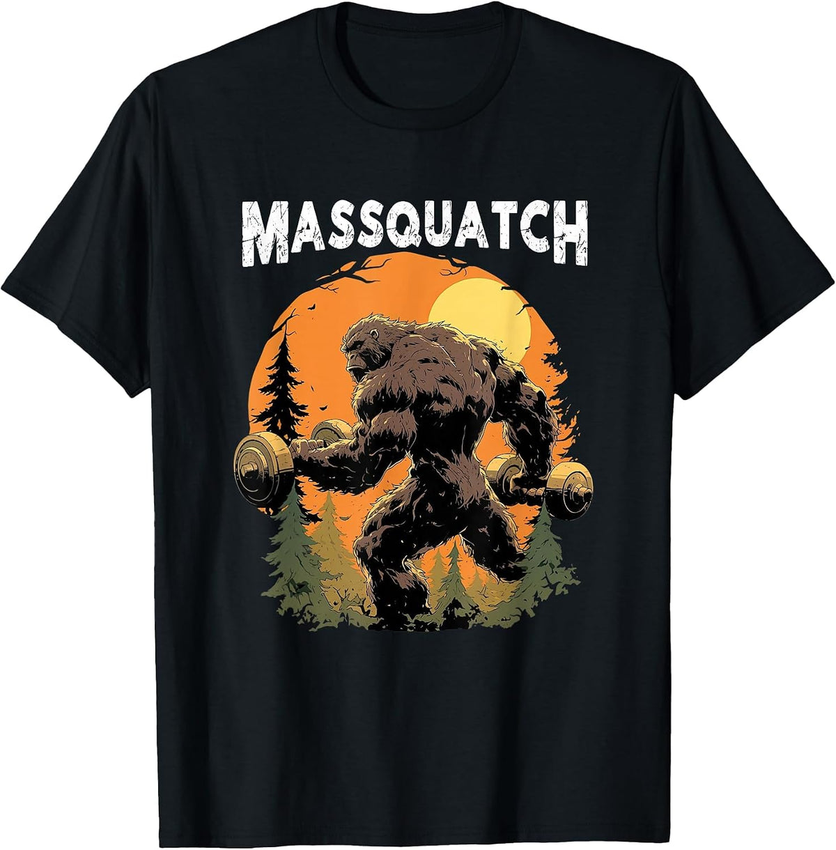 Bigfoot Massquatch Funny Sasquatch Workout Gym Weightlifter T-Shirt - Black