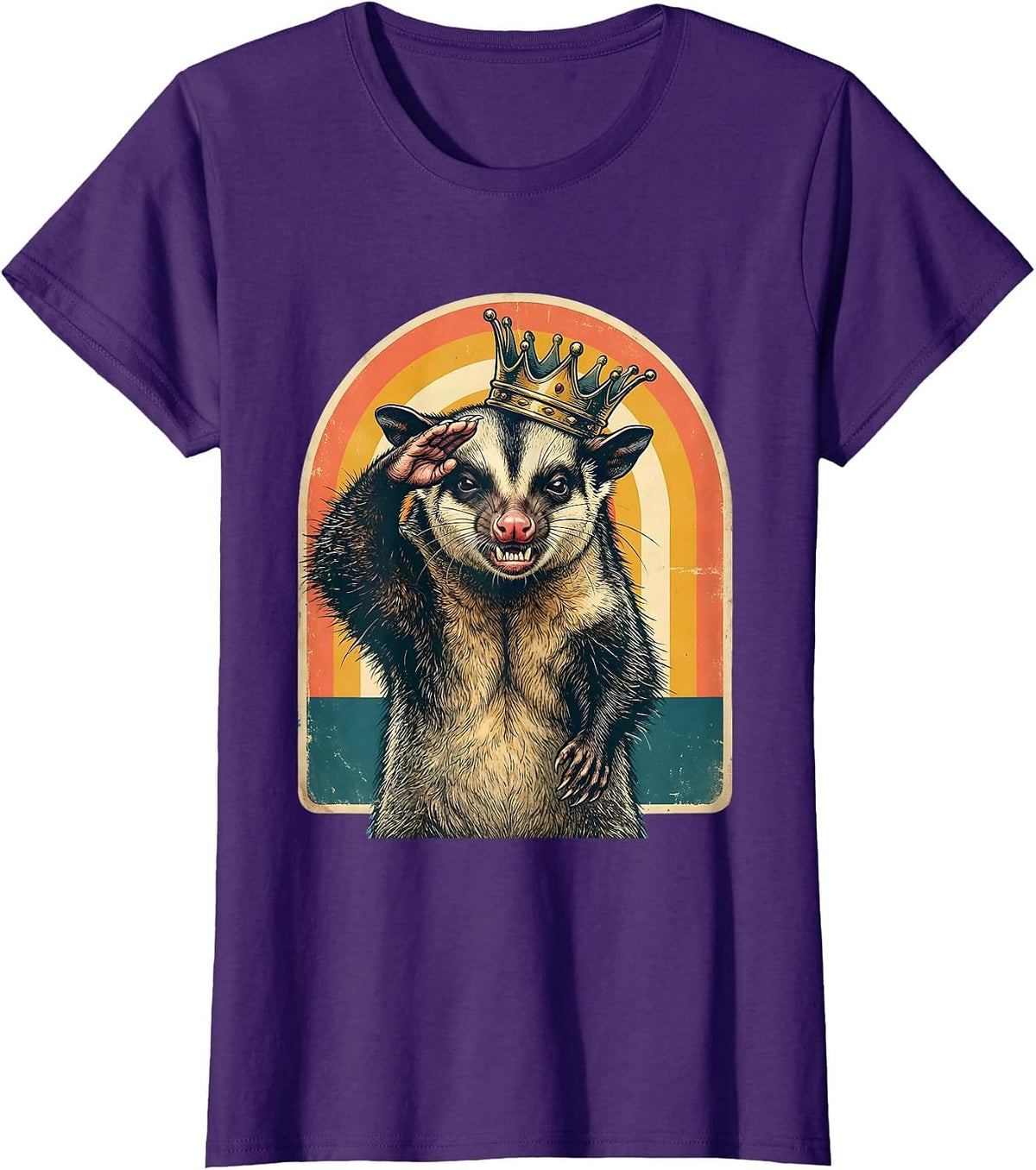 Women's Hissing Opossum Crown Meme Humor Possum Lover T-Shirt - Purple