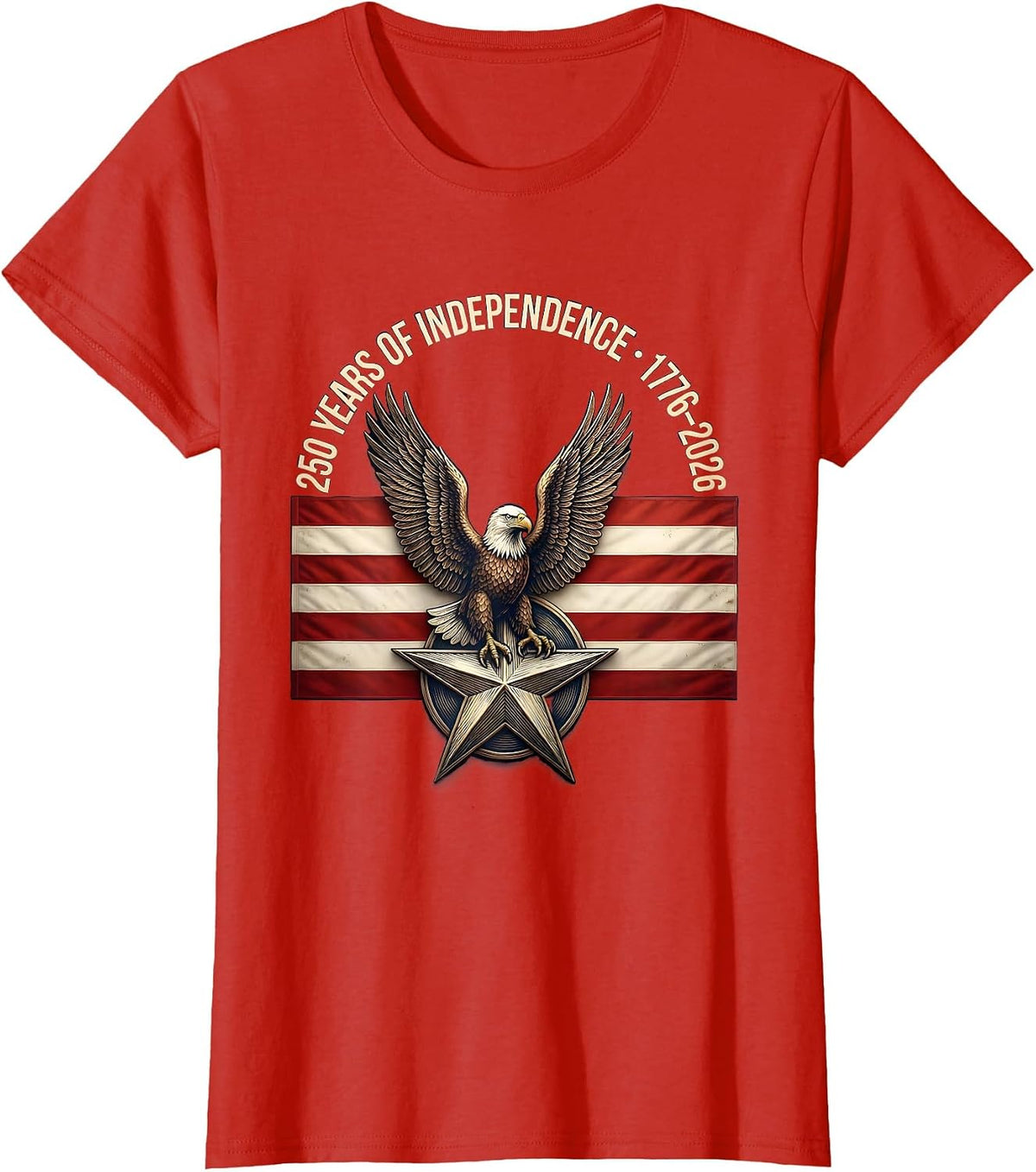 250 Years of Independence · 1776–2026 Patriotic Eagle Flag T-Shirt - Red