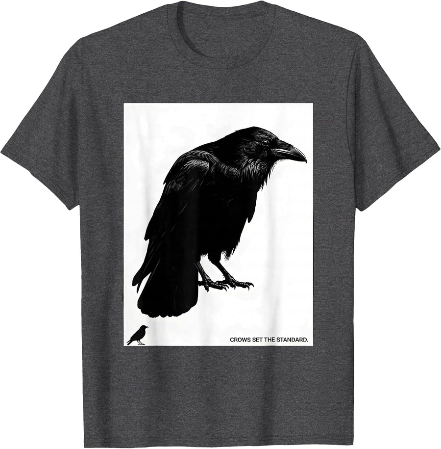 Men's Crows Set The Standard Funny Crow Lover Bird Humor T-Shirt - Dark Heather Grey
