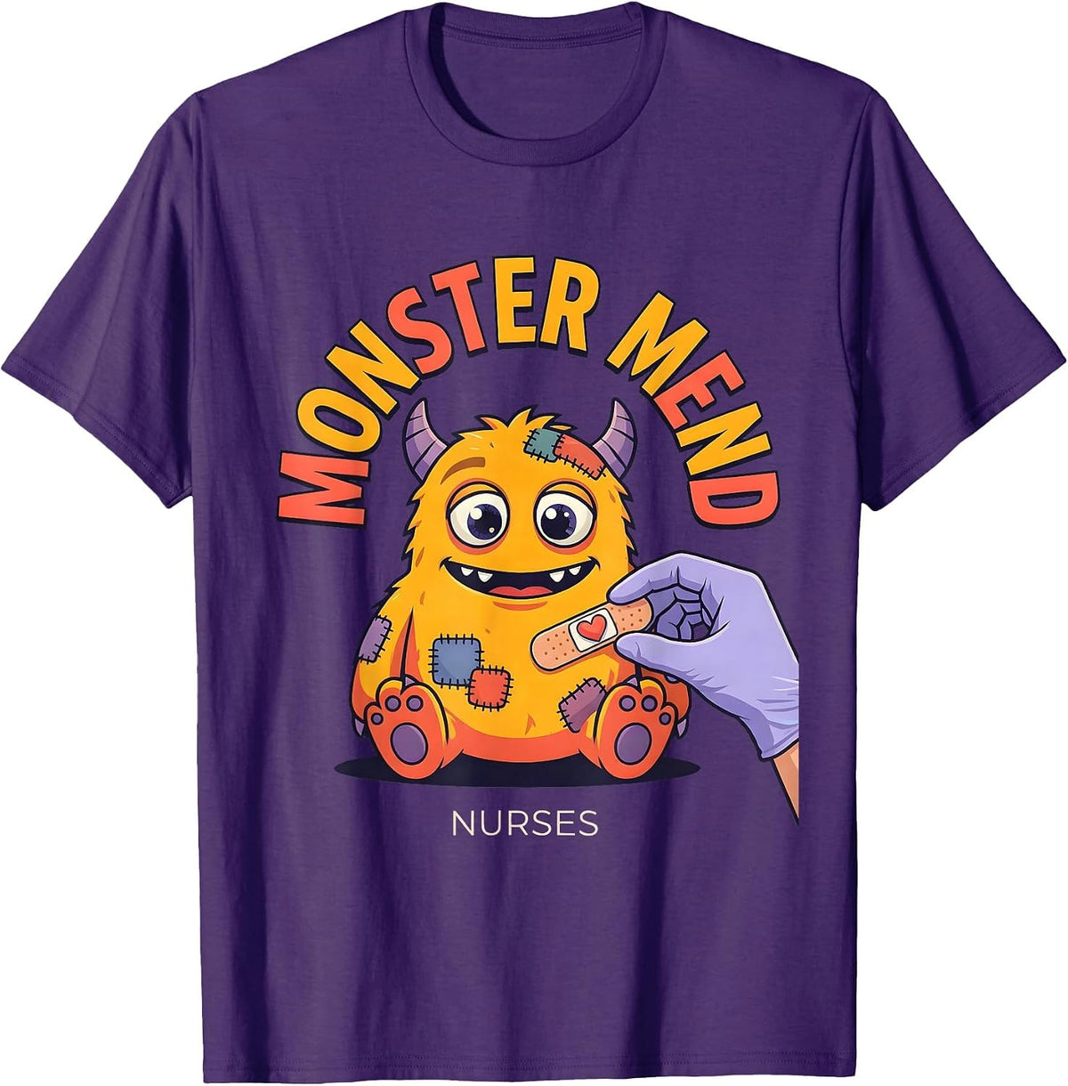 Monster Mend Nurses Funny Halloween Nurse Crew T-Shirt - Purple