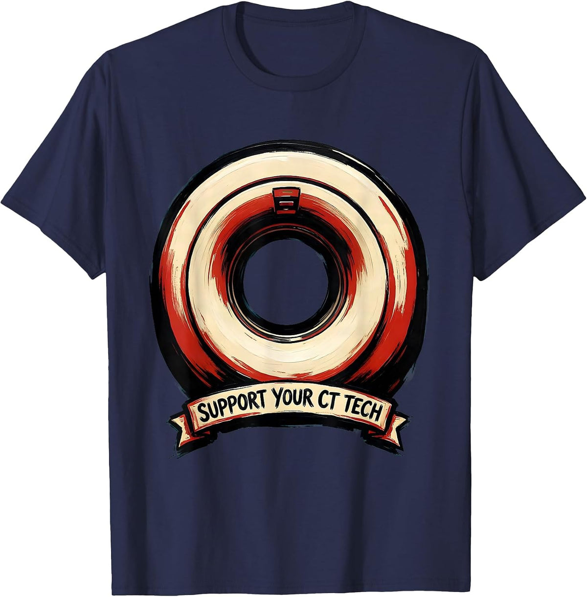 Men's Support Your CT Tech Funny Radiology Tech Humor Gift T-Shirt - Navy Blue