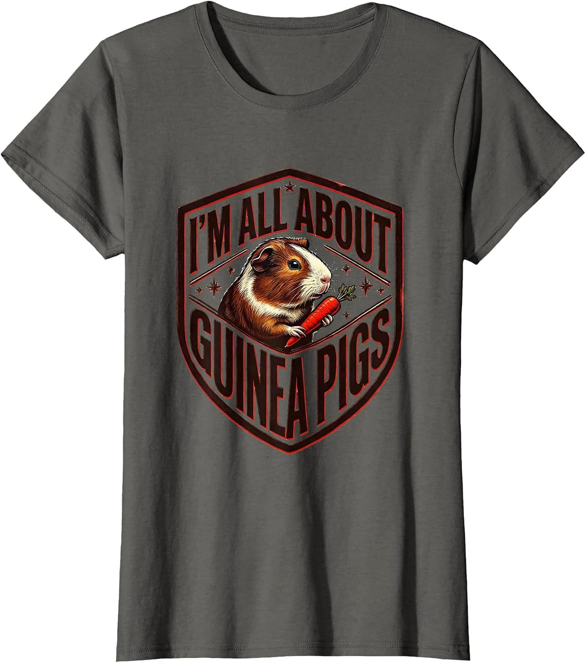 Women's I’m All About Guinea Pigs Funny Pig Lover Farm Animal Humor T-Shirt - Asphalt Grey