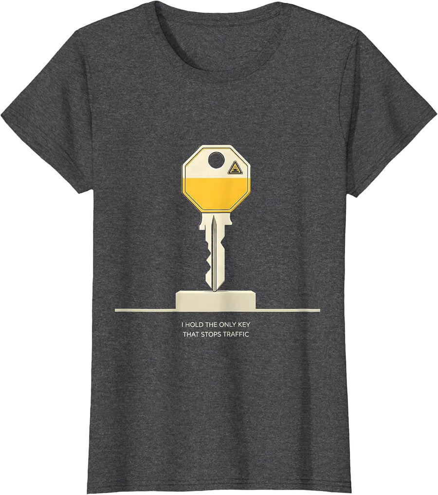 Women's I Hold The Only Key That Stops Traffic Funny School Bus T-Shirt - Dark Heather Grey