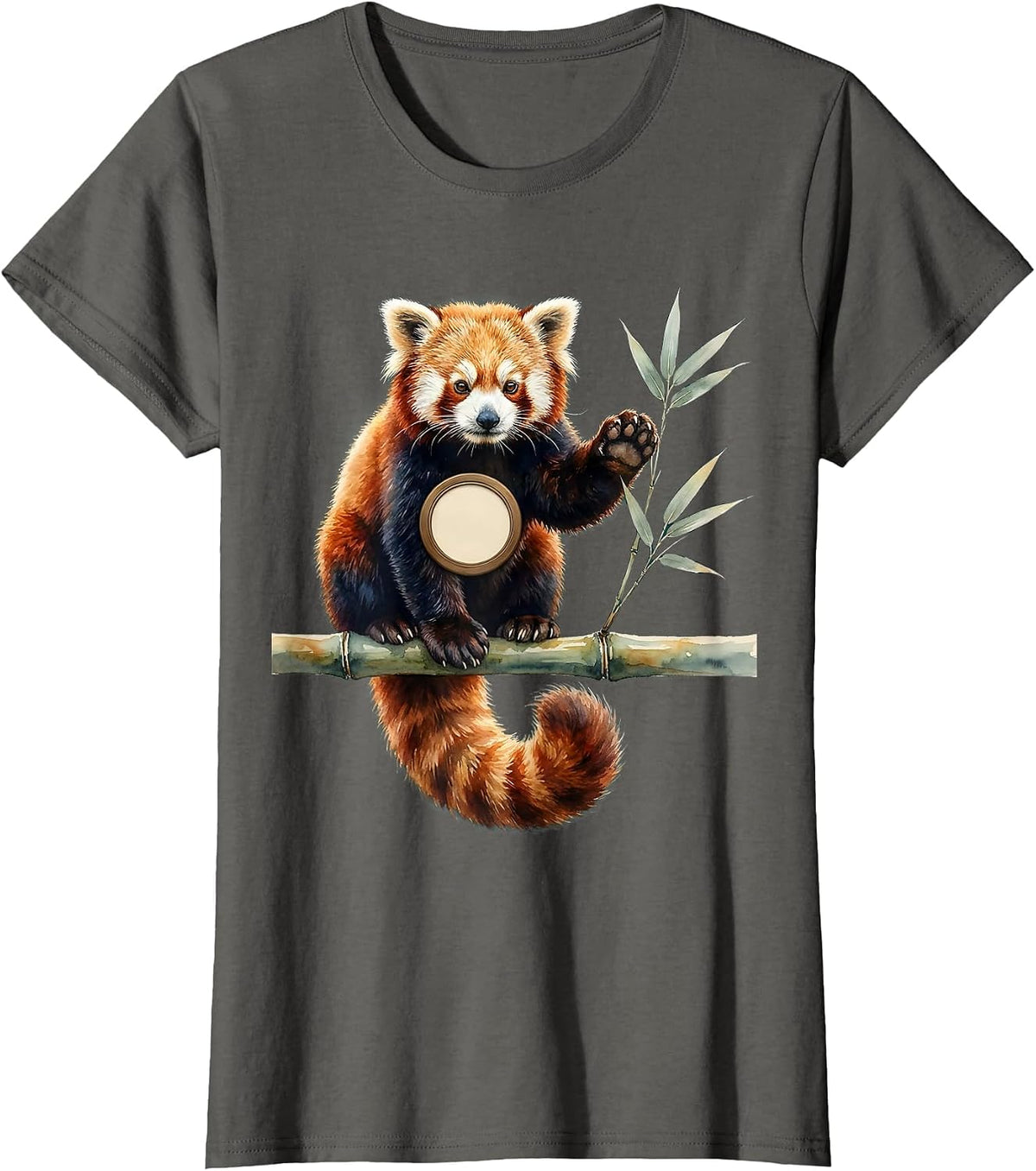 Women's Red Panda Watercolor Zoo Animal Safari Party Costume T-Shirt - Asphalt Grey
