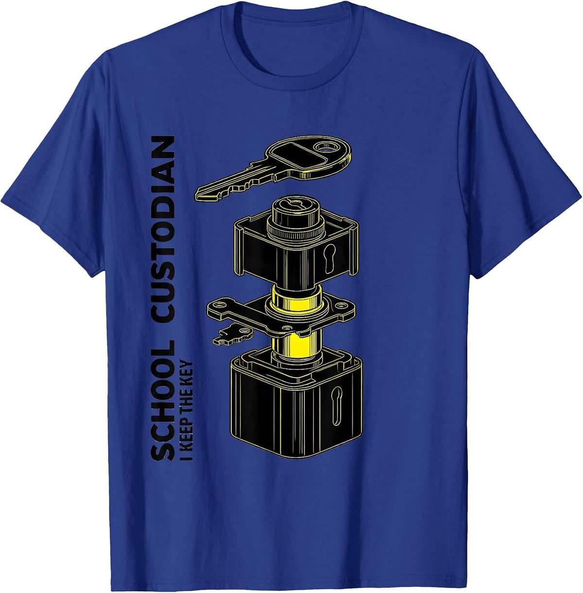 School Custodian, I Keep The Key Funny Custodian T-Shirt - Royal Blue