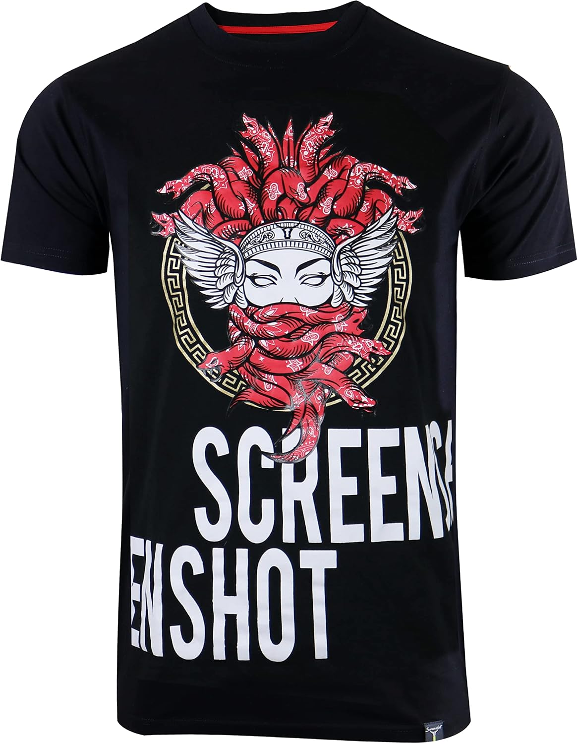 SCREENSHOT-2202-SS-2 Mens Stylish Double Layer Patch Embroidery High Density Gel Premium Quality Tee - S11218-black\/Red