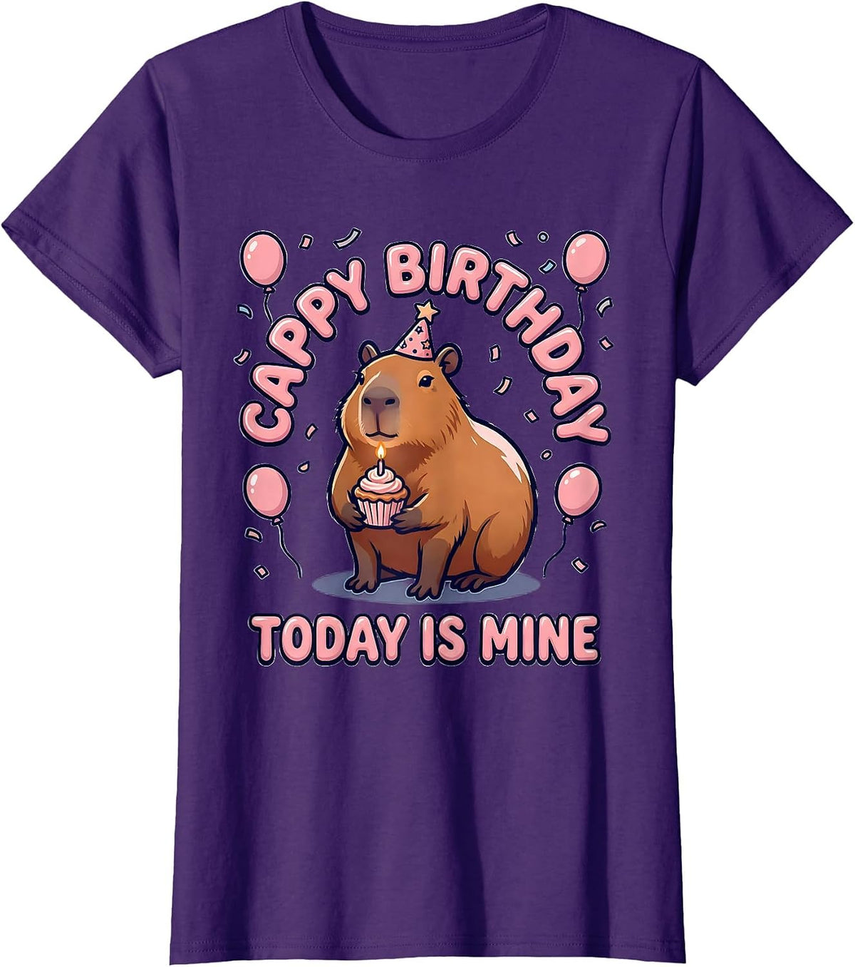 Women's Cappy Birthday Today Is Mine Kawaii Capybara Kids Party T-Shirt - Purple