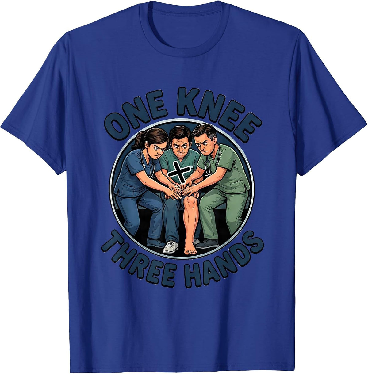 Men's Therapist Team Cartoon Physical Therapy Humor T-Shirt - Royal Blue