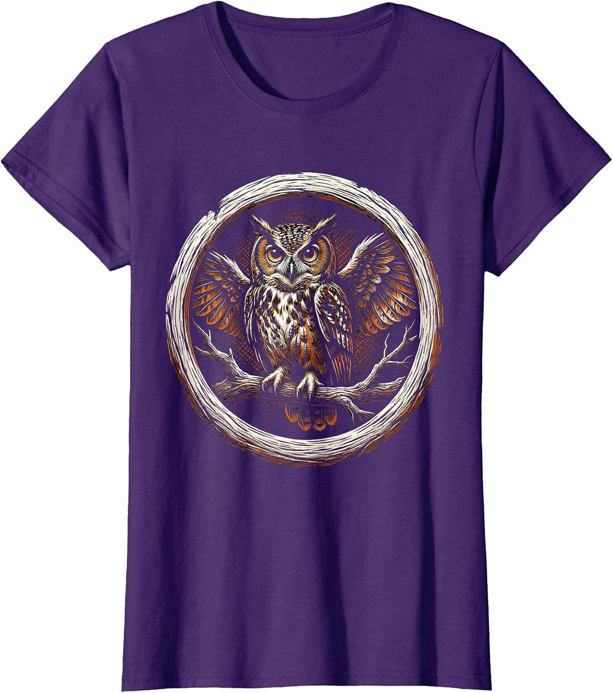 Women's Halloween Owl on Bare Branch Graphic T-Shirt - Purple