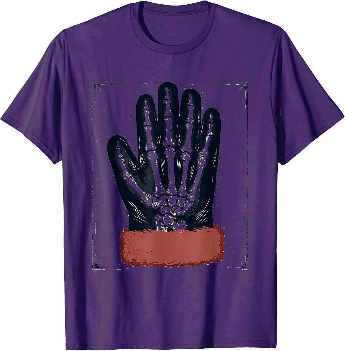 Men's Radiographic Mitten Linocut Christmas Radiology Tech Humor T-Shirt - Purple