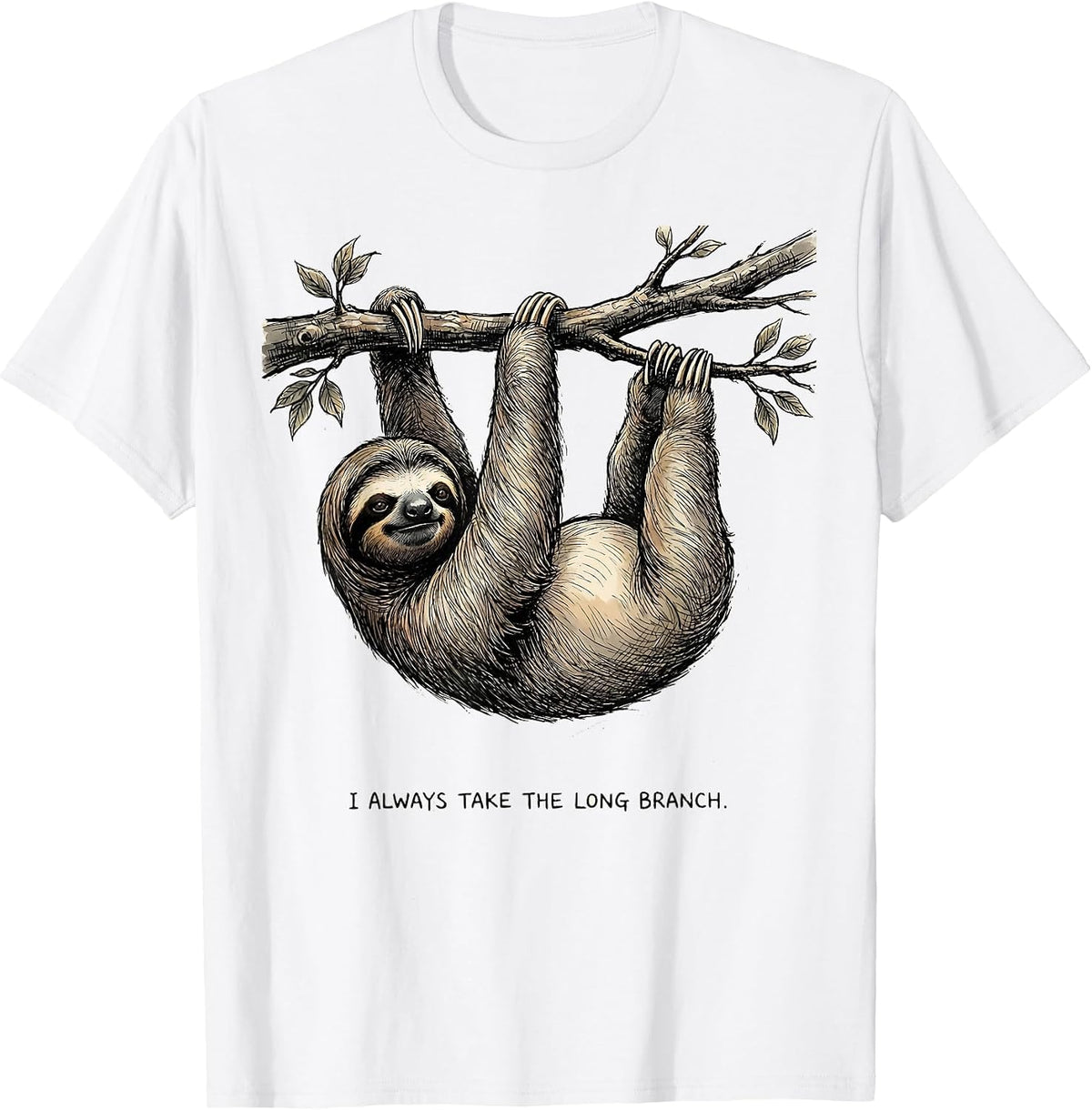 Men's I Always Take The Long Branch Funny Sloth Lover Gift T-Shirt - White