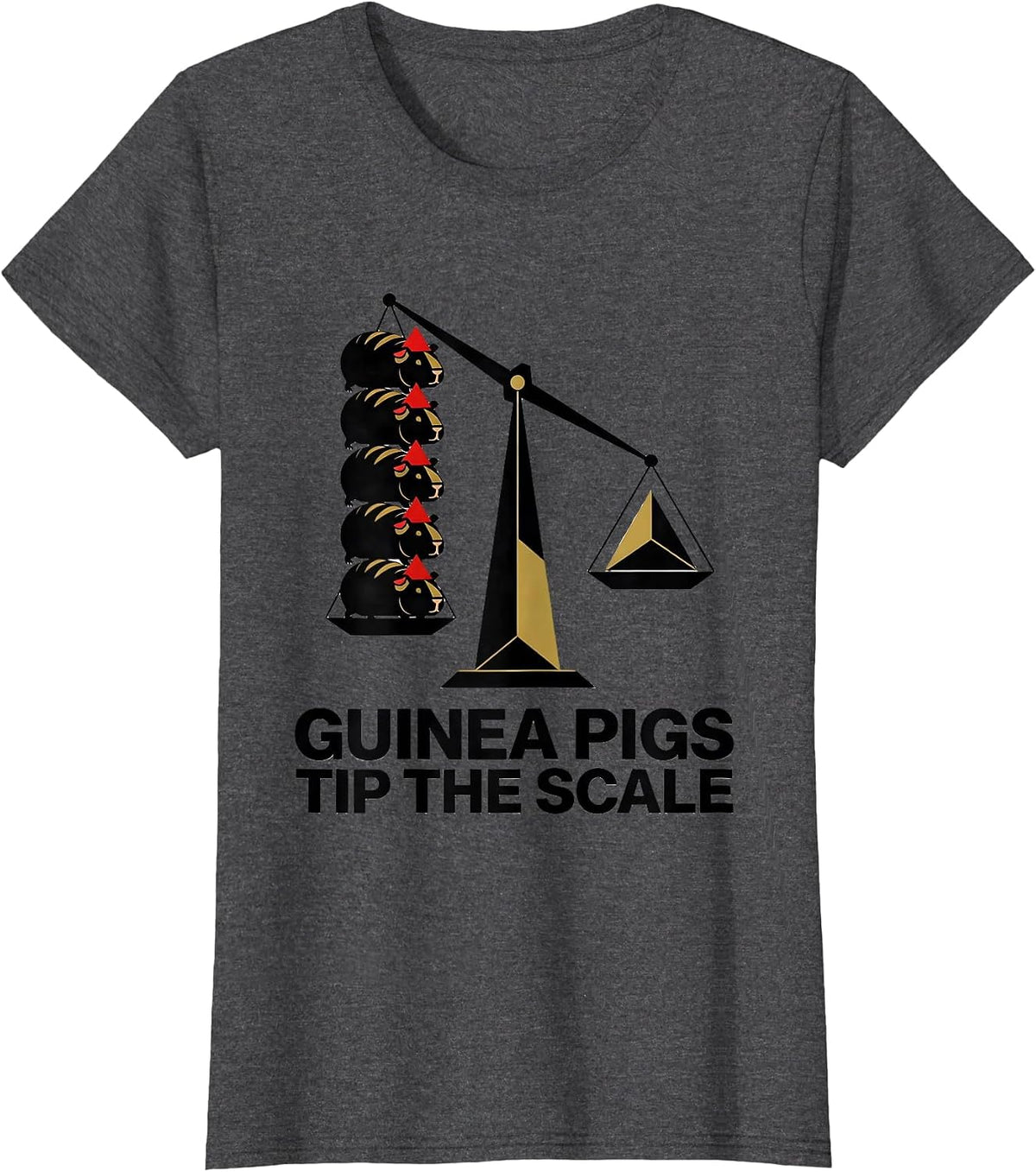 Women's Guinea Pigs Tip The Scale Geometric Guinea Pig Christmas T-Shirt - Dark Heather Grey