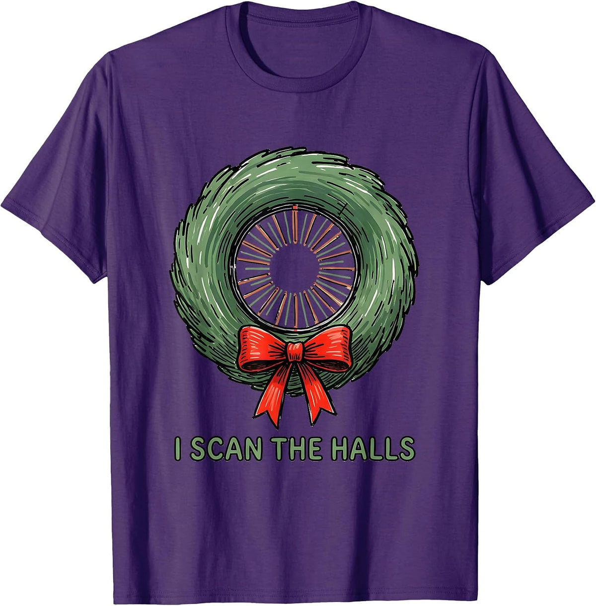 I Scan The Halls Radiology Tech Christmas Humor T-Shirt - Purple