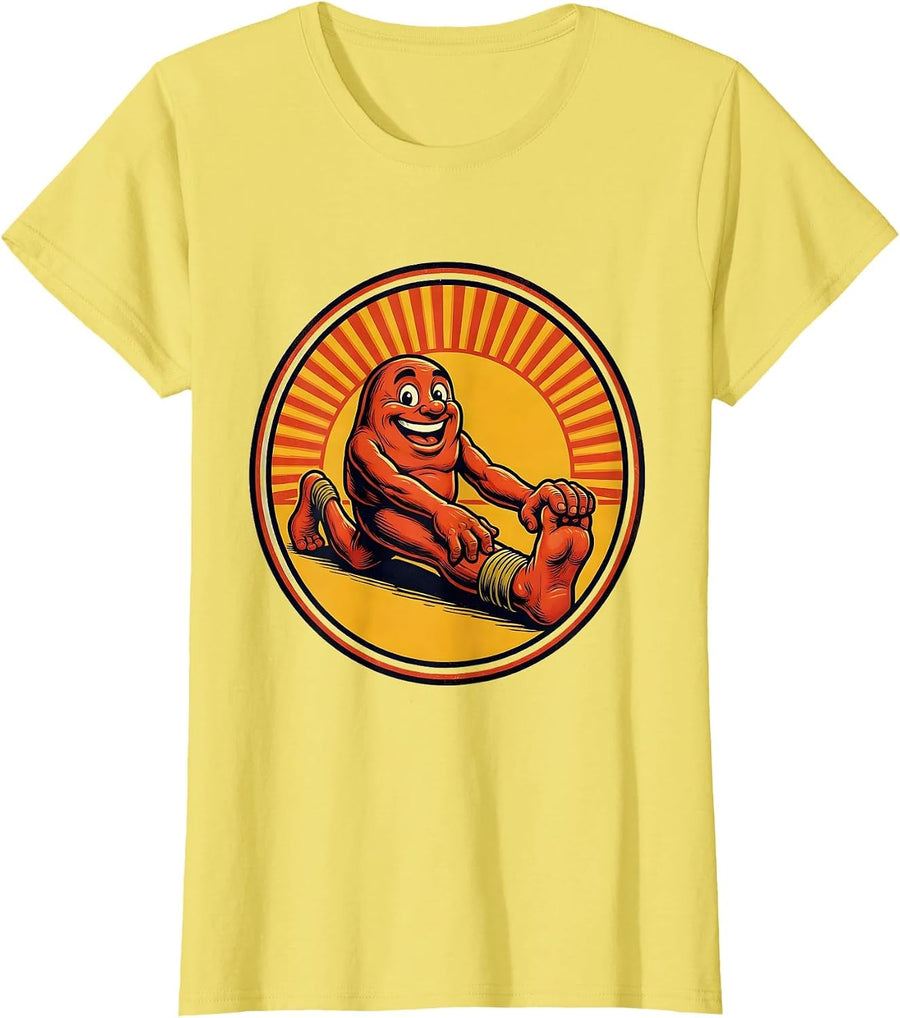 Women's Physical Therapy Hamstring Stretch Sunrise Design T-Shirt - Lemon Yellow
