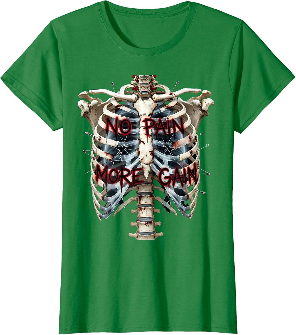 No Pain More Gain Physical Therapy Design T-Shirt - Kelly Green
