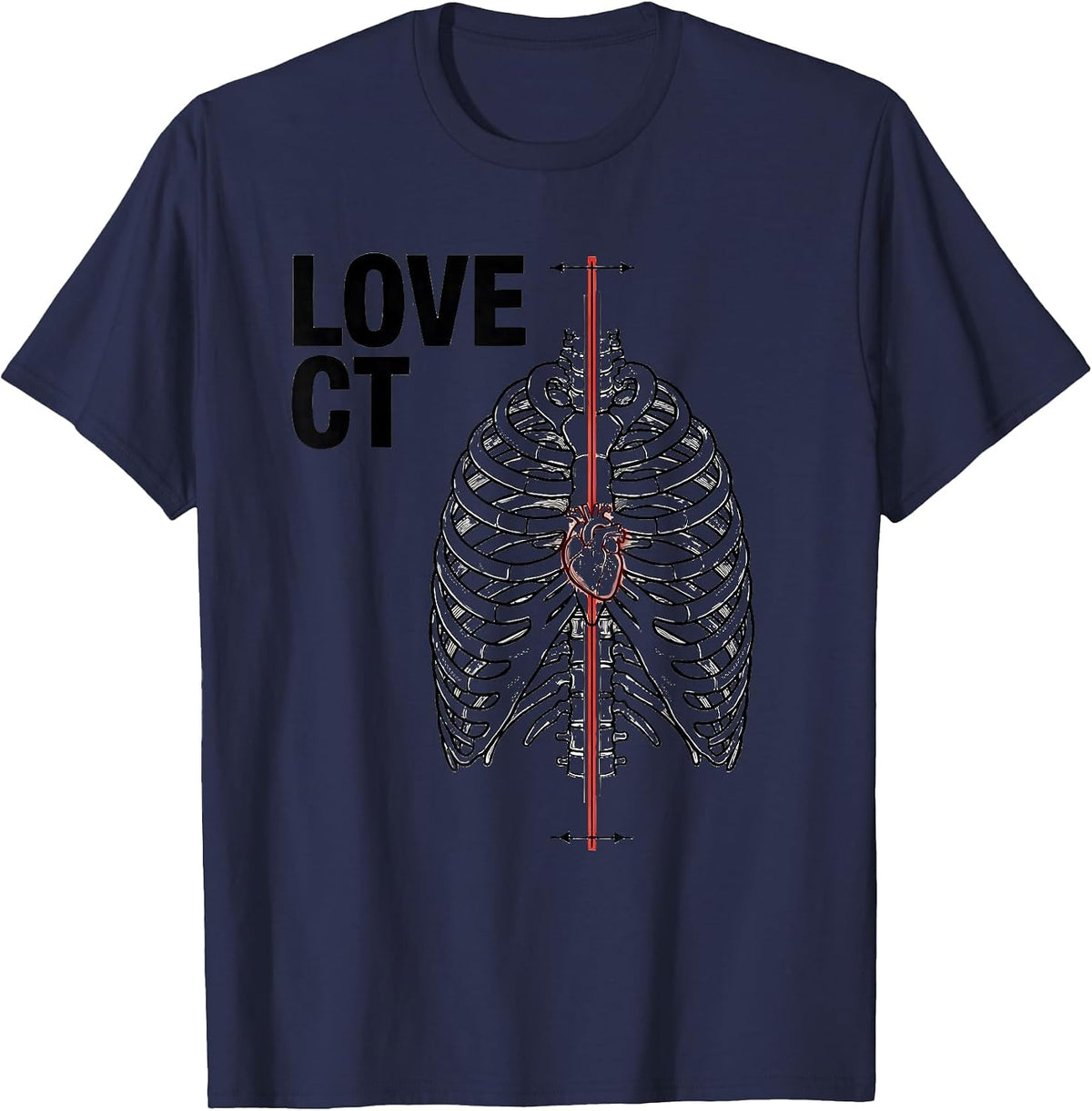 Men's Love CT Funny Radiology Tech Skeleton Humor Valentine Gift T-Shirt - Navy Blue