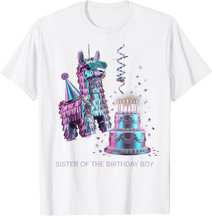 Men's Sister Of The Birthday Boy Vaporwave Y2K Gamer Party T-Shirt - White