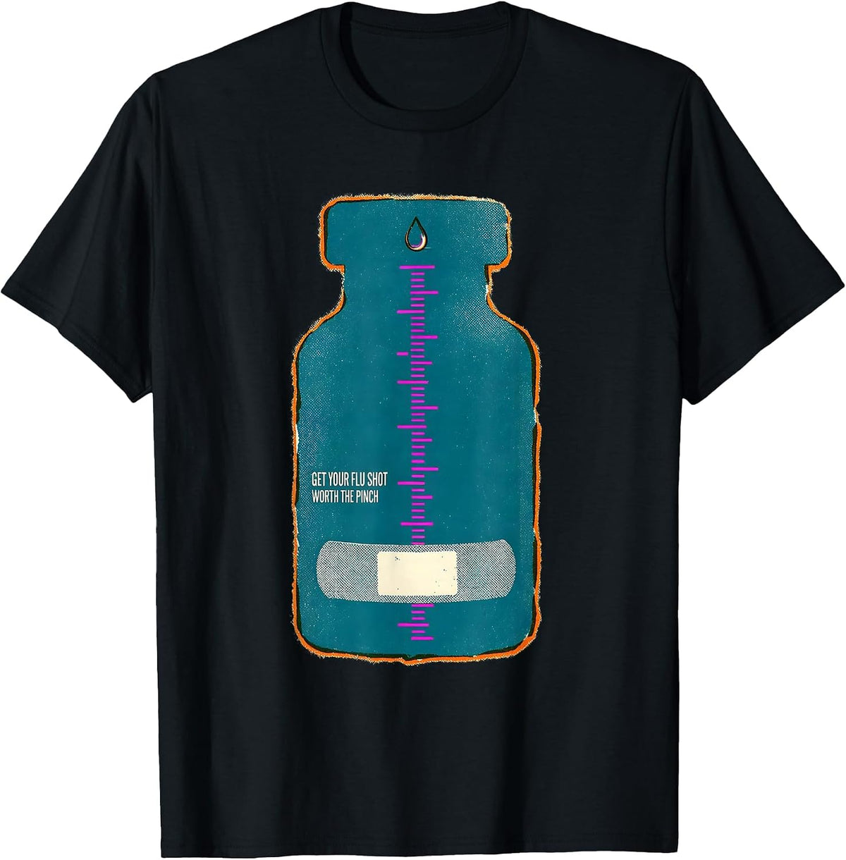 Men's Get Your Flu Shot—Worth The Pinch Funny Nurse Doctor T-Shirt - Black