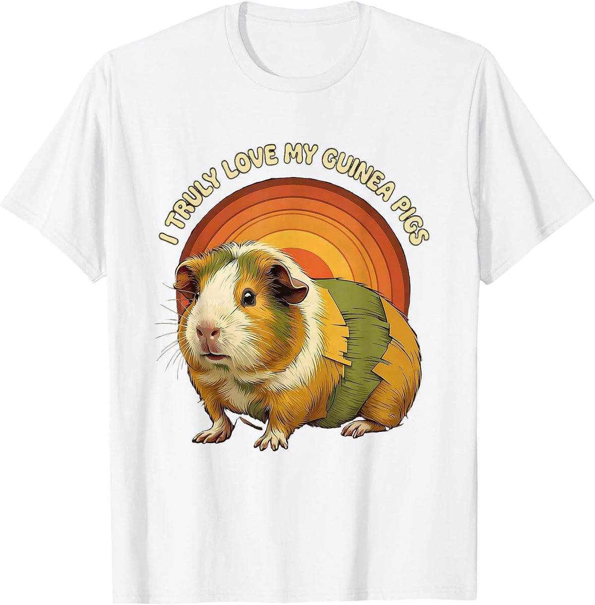 Men's I Truly Love My Guinea Pigs Retro 70s Cute Pet Lover Humor T-Shirt - White