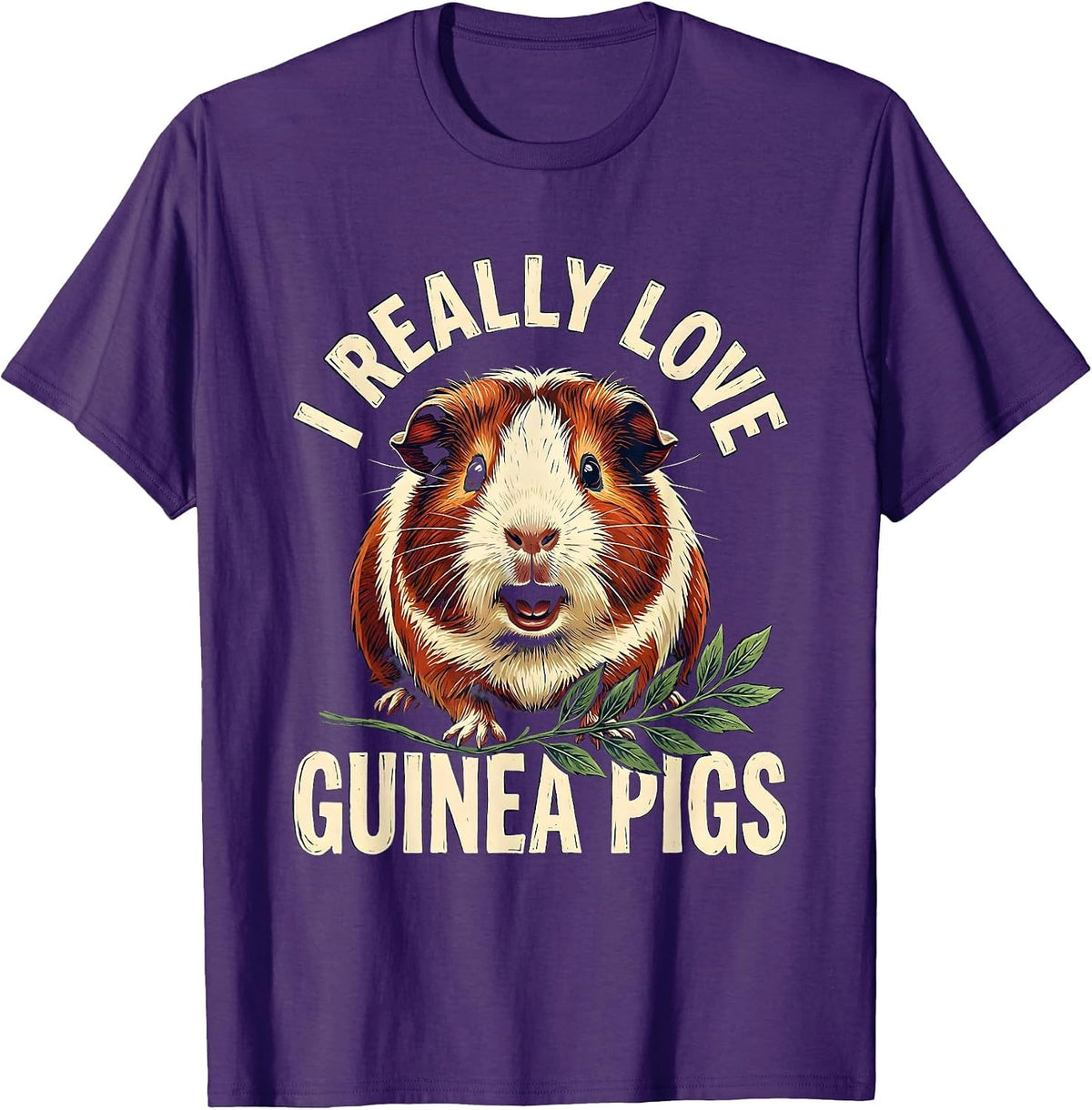 I Really Love Guinea Pigs Cute Pet Lover Humor T-Shirt - Purple