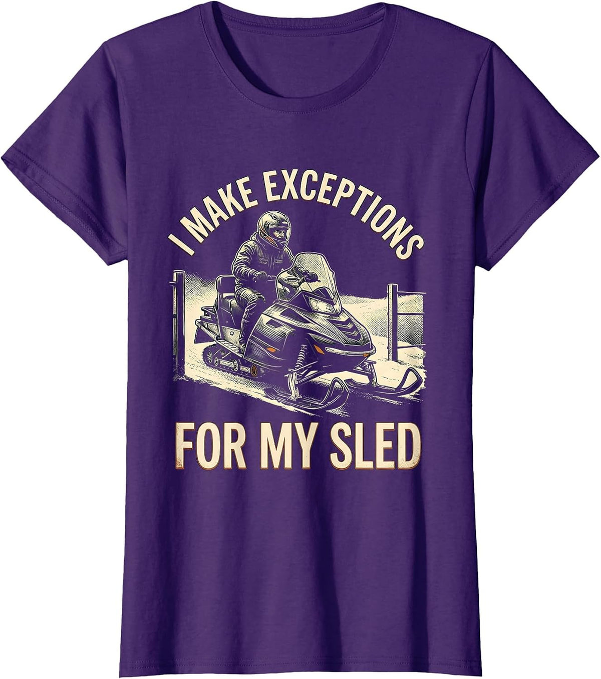 Women's I Make Exceptions For My Sled Vintage Snowmobiling Humor T-Shirt - Purple
