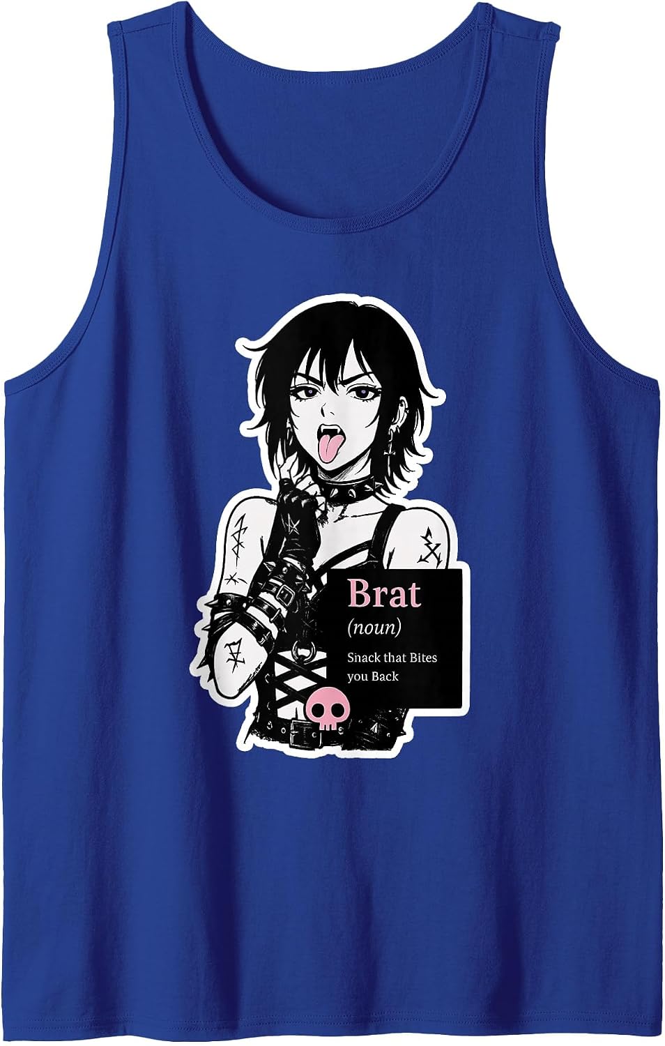 Brat Goth Girl Snack That Bites Back Alt Anime Punk Original Tank Top - Royal Blue