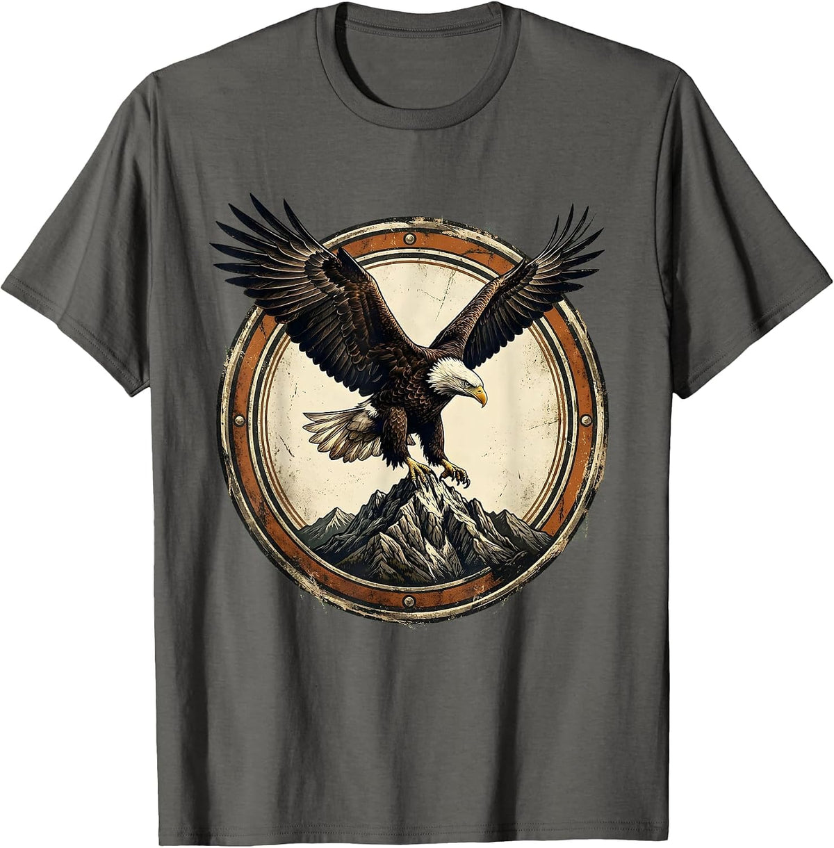 Men's God Is Good Bald Eagle Mountain Summit Design T-Shirt - Asphalt Grey
