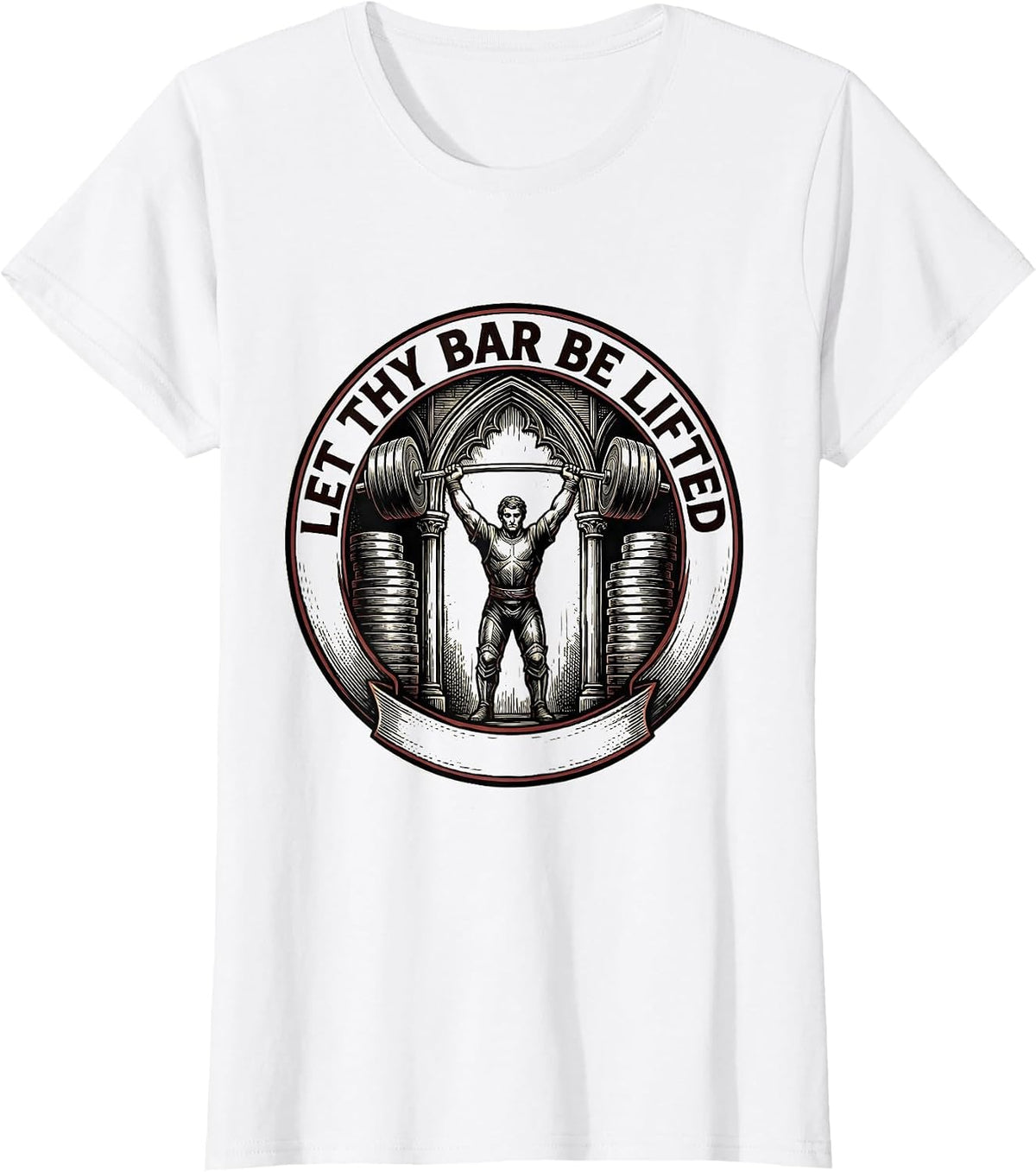 Let Thy Bar Be Lifted Funny Christian Gym Weightlifter Humor T-Shirt - White