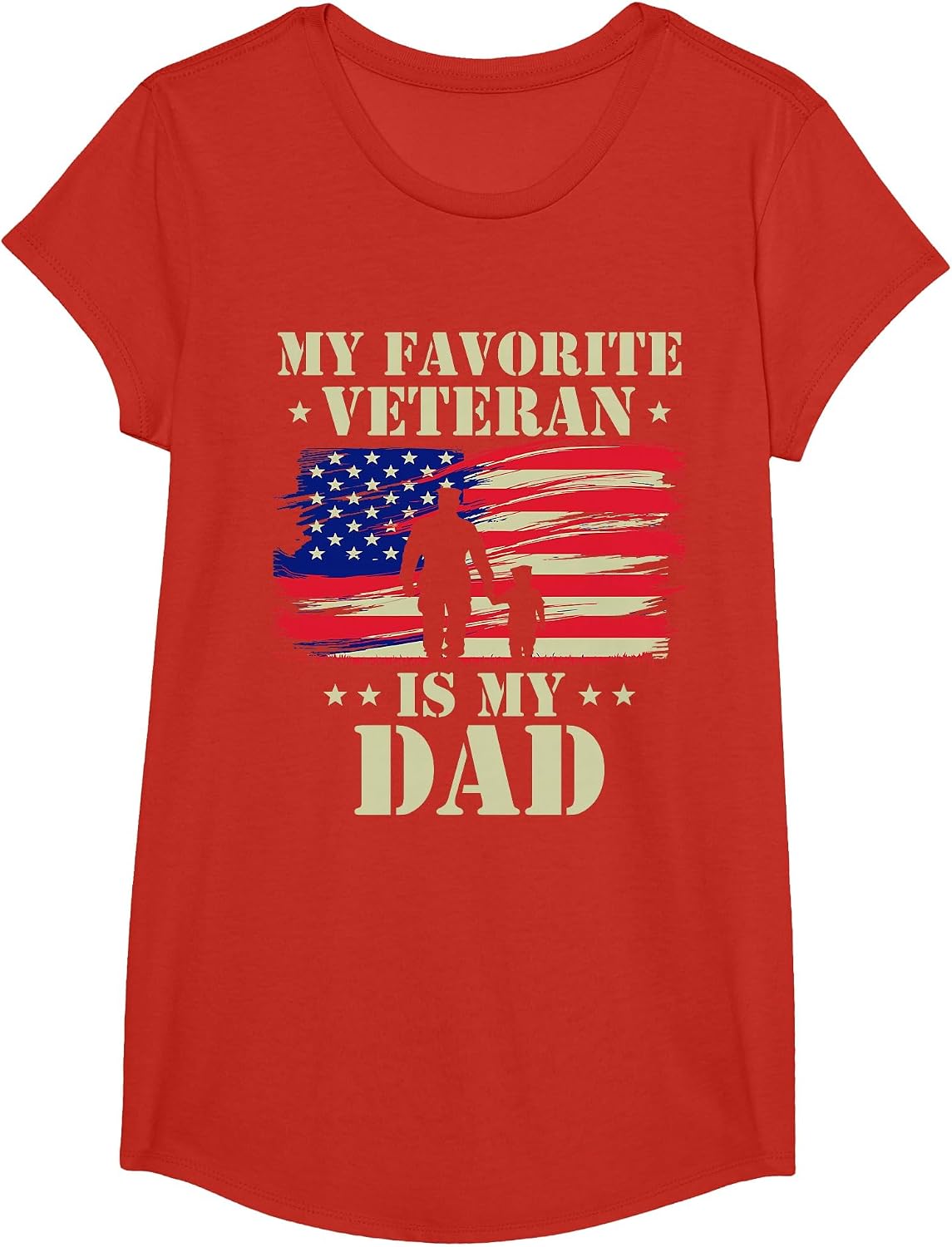 Father Veterans Day My Favorite Veteran is My Dad Proud Kids T-Shirt - Girls Red