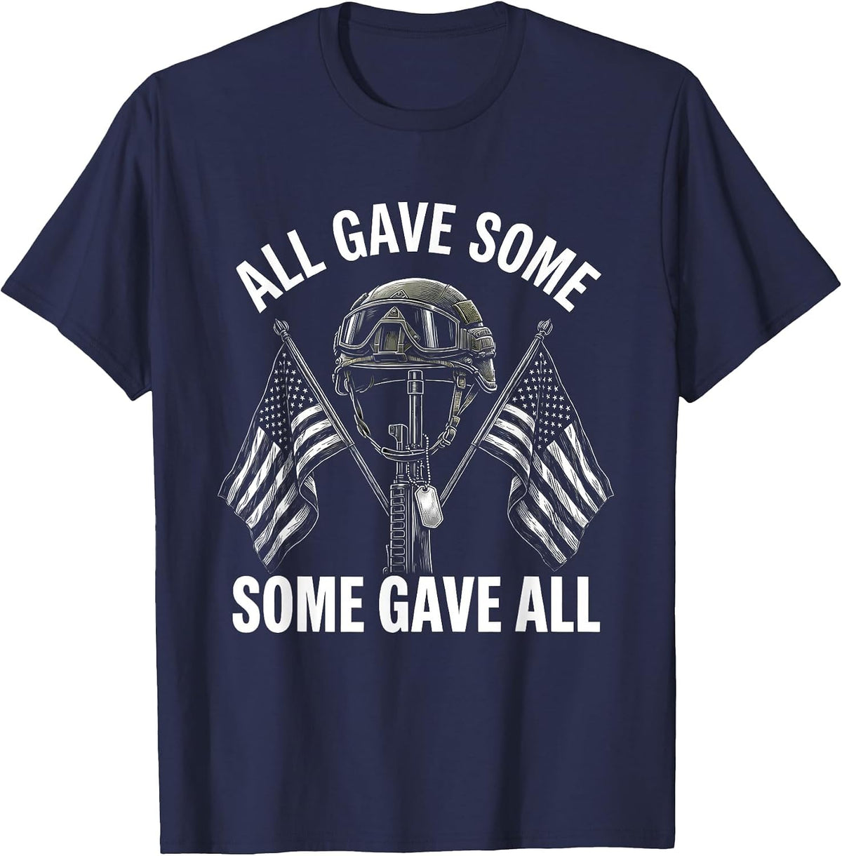 All Gave Some Some Gave All Veteran Design T-Shirt - Navy Blue