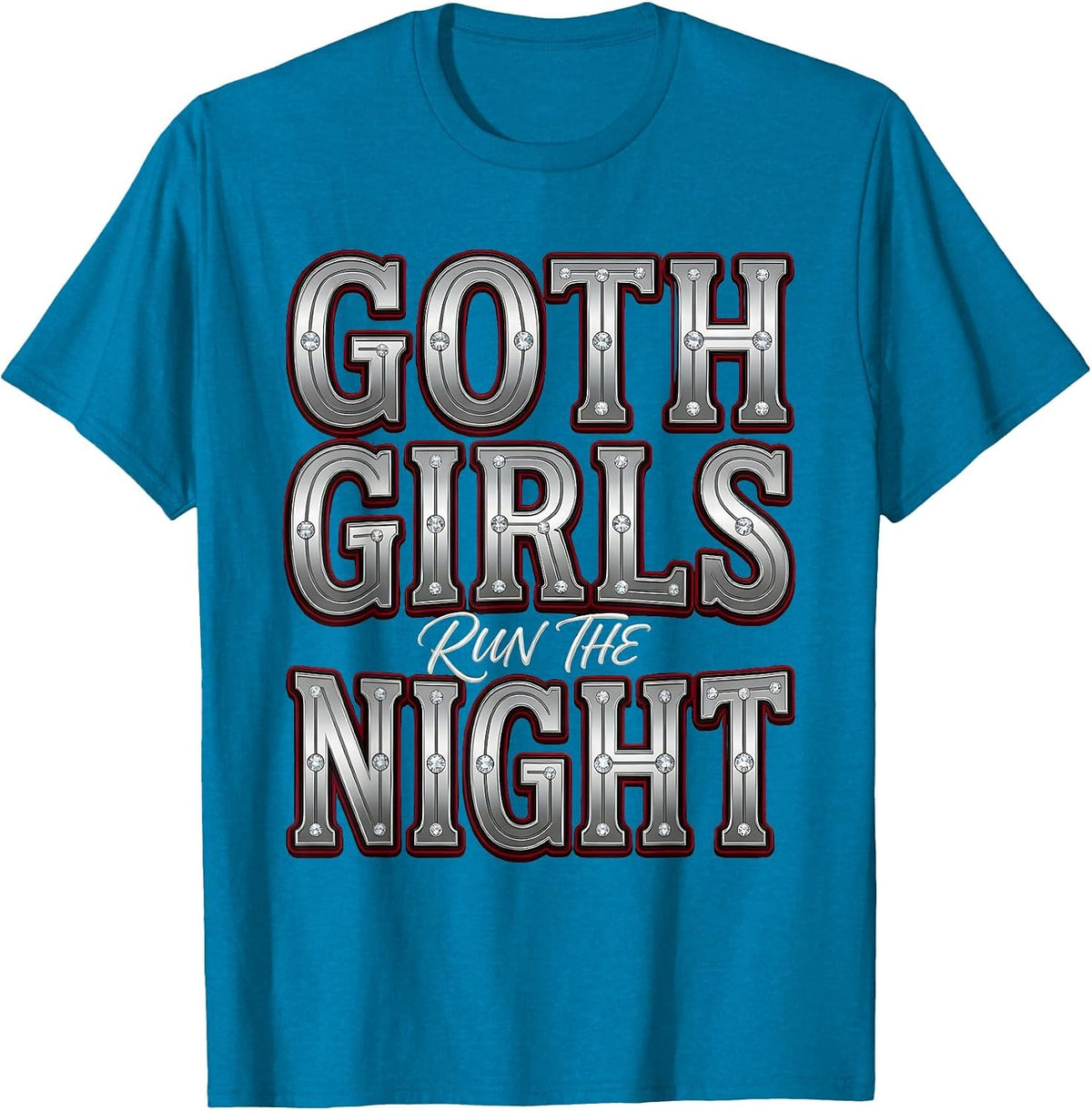 Goth Girls Run The Night Dark Aesthetic Design T-Shirt - Sapphire Blue