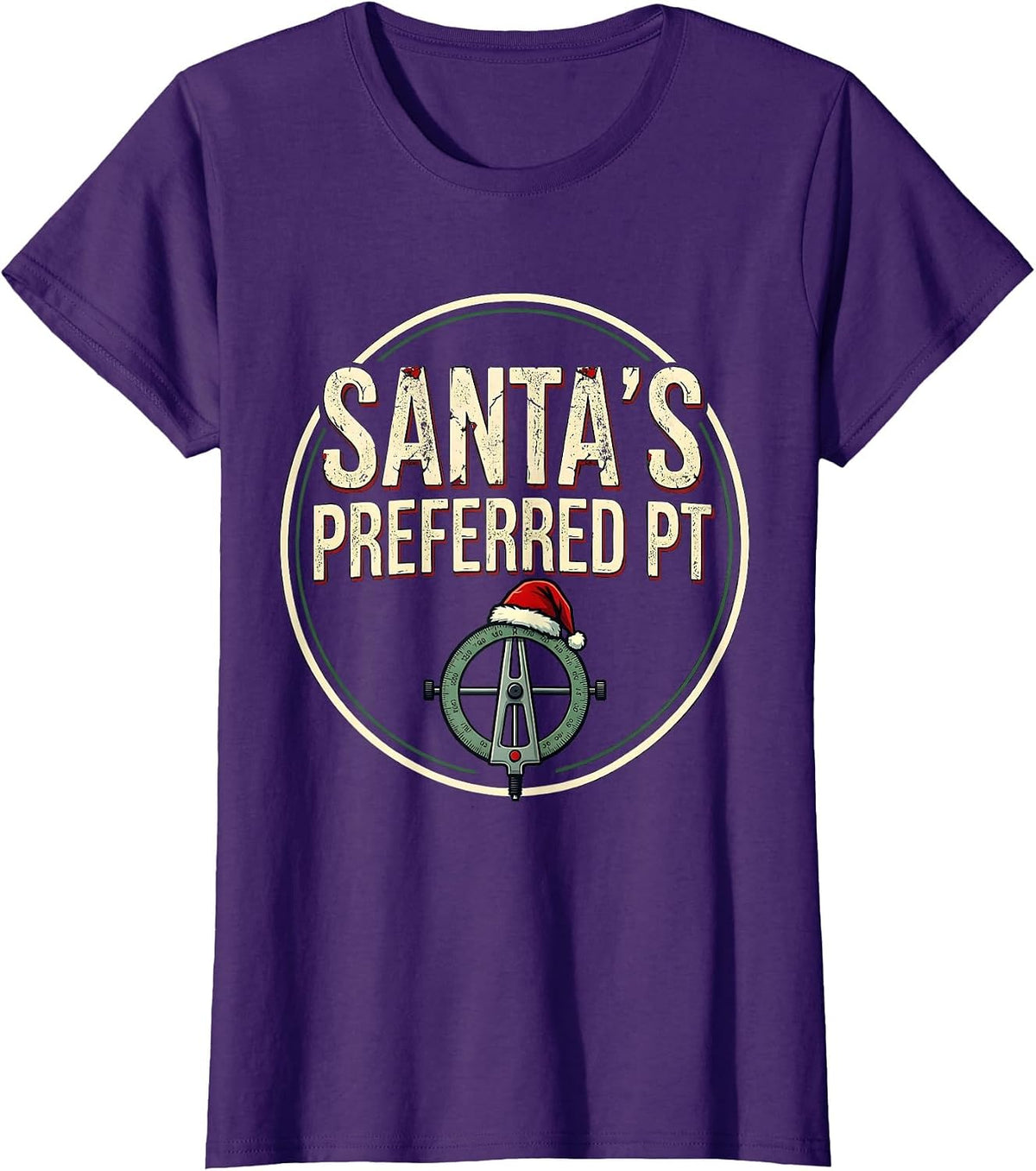 Women's Santa's Preferred PT Funny Physical Therapist Christmas T-Shirt - Purple
