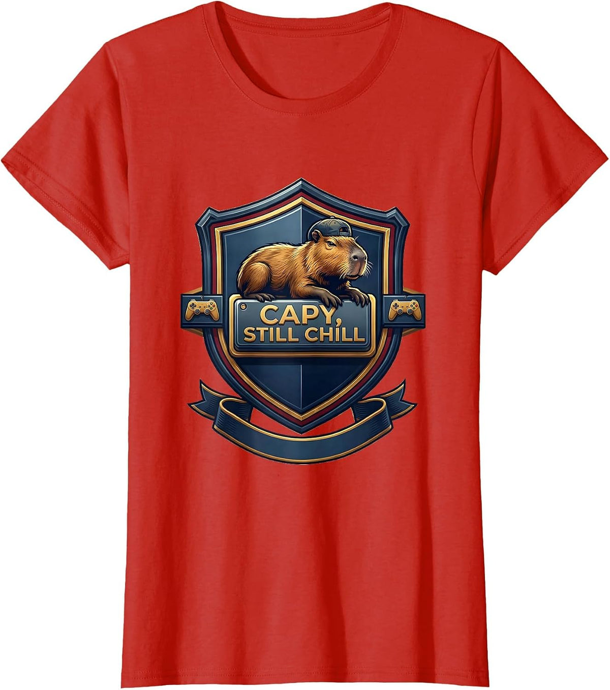 capy, still chill Funny Capybara Gamer Meme Humor T-Shirt - Red