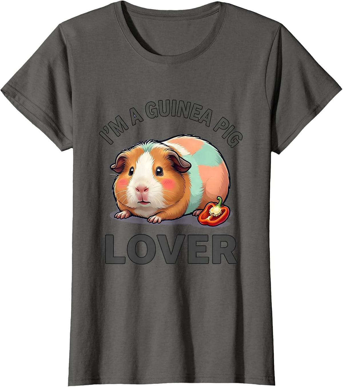 Women's I'm A Guinea Pig Lover Cute Kawaii Pet Owner Humor T-Shirt - Asphalt Grey
