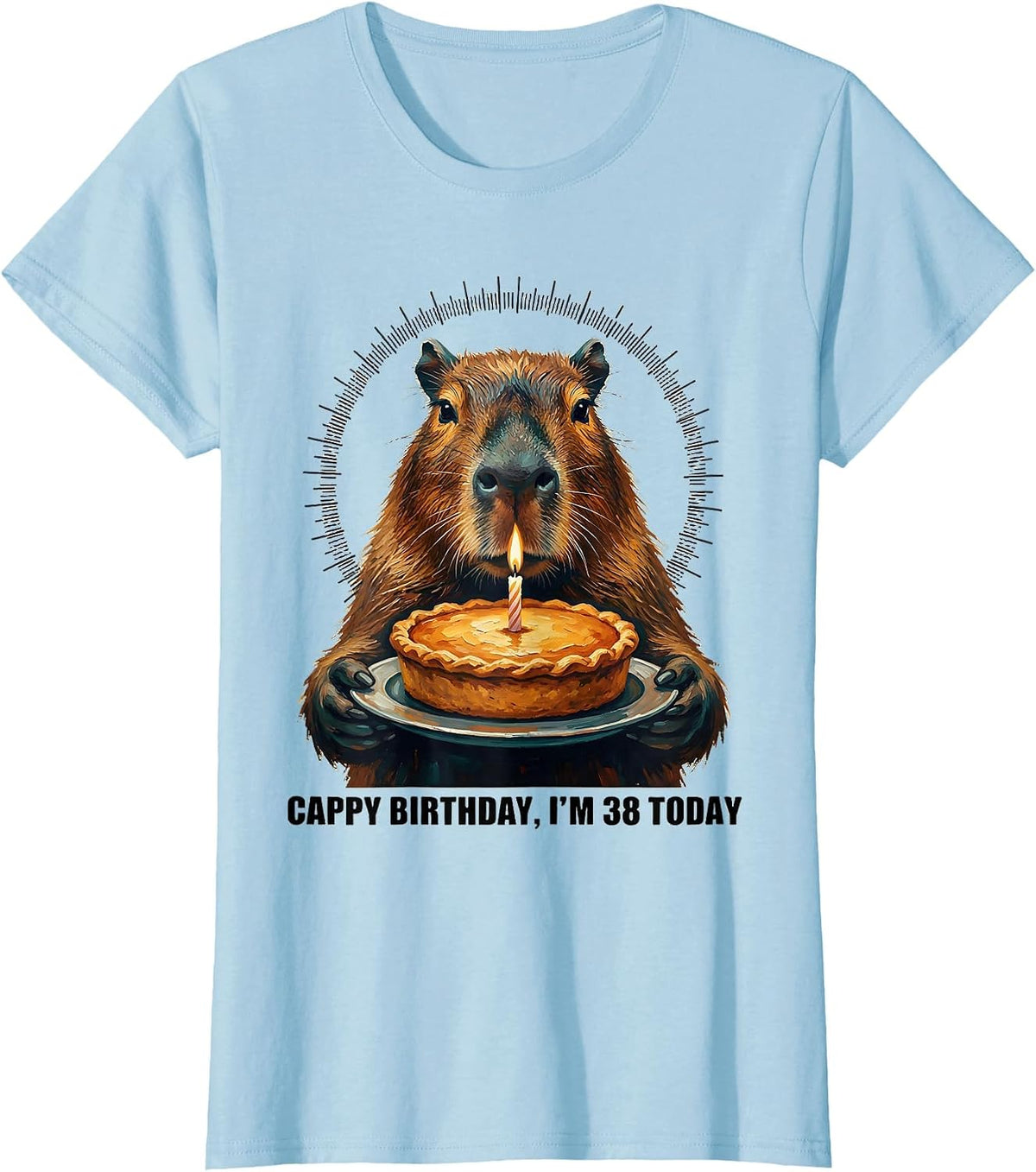 Cappy Birthday I'm 38 Today Funny Capybara Birthday Kawaii T-Shirt - Baby Blue