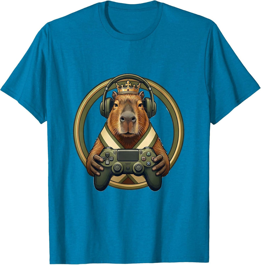 Capybara Gamer Bruh Meme Humor Editorial Concept T-Shirt - Sapphire Blue