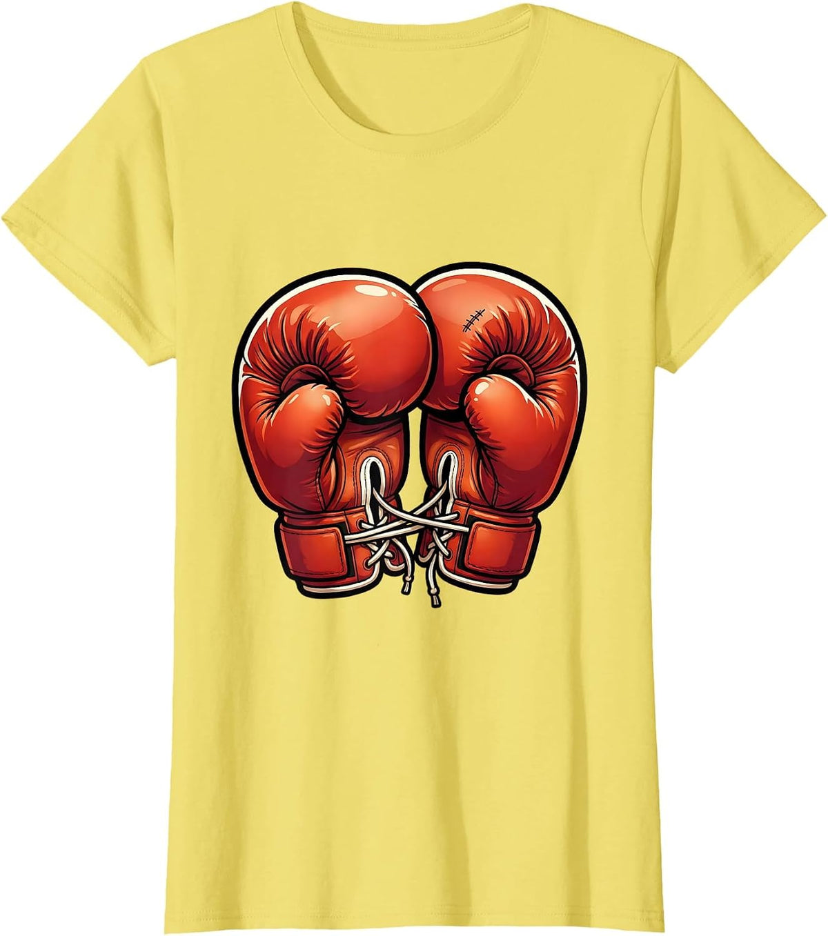 Boxing Gloves Hug Funny Attitude Graphic T-Shirt - Lemon Yellow