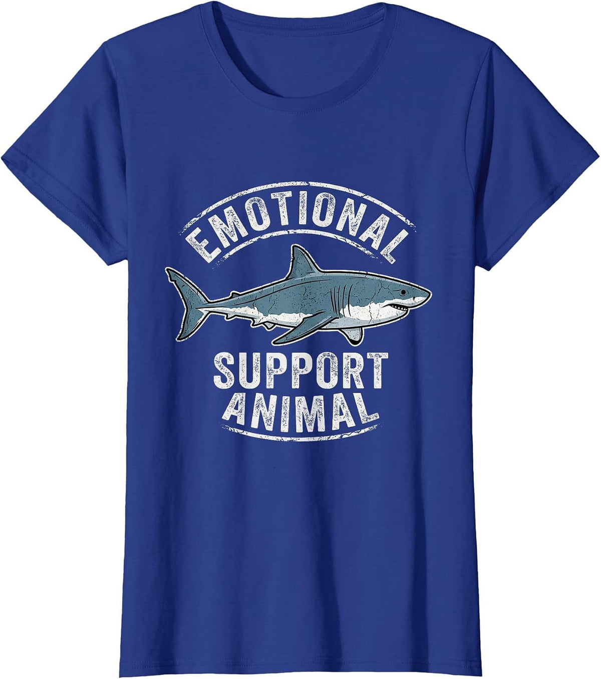 Emotional Animal White Shark Funny Vintage Great Support T-Shirt - Royal Blue