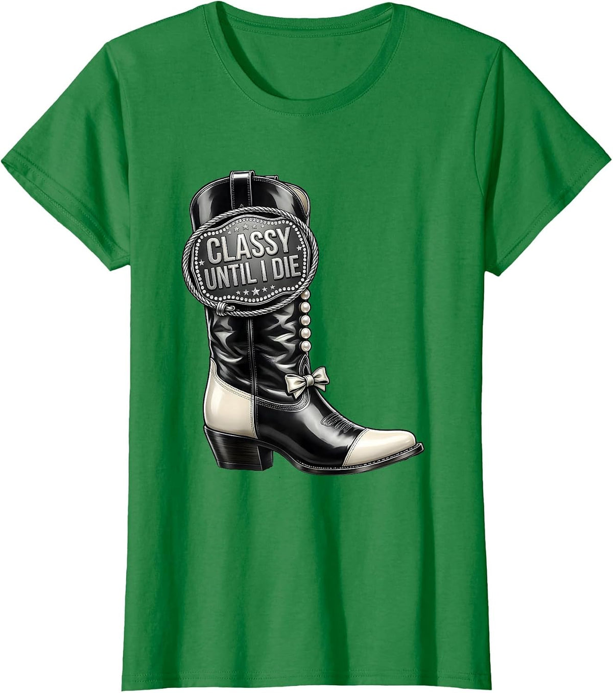 Classy Until I Die Tuxedo Graphic Design T-Shirt - Kelly Green