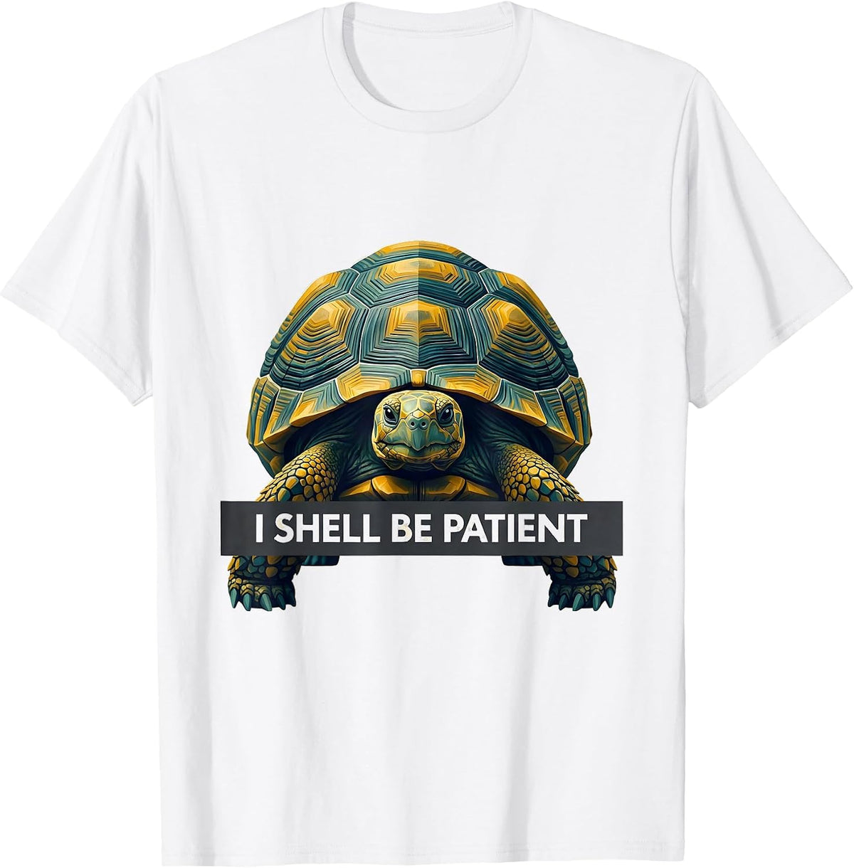 Men's I Shell Be Patient Midcentury Modern Turtle Lover Gift T-Shirt - White