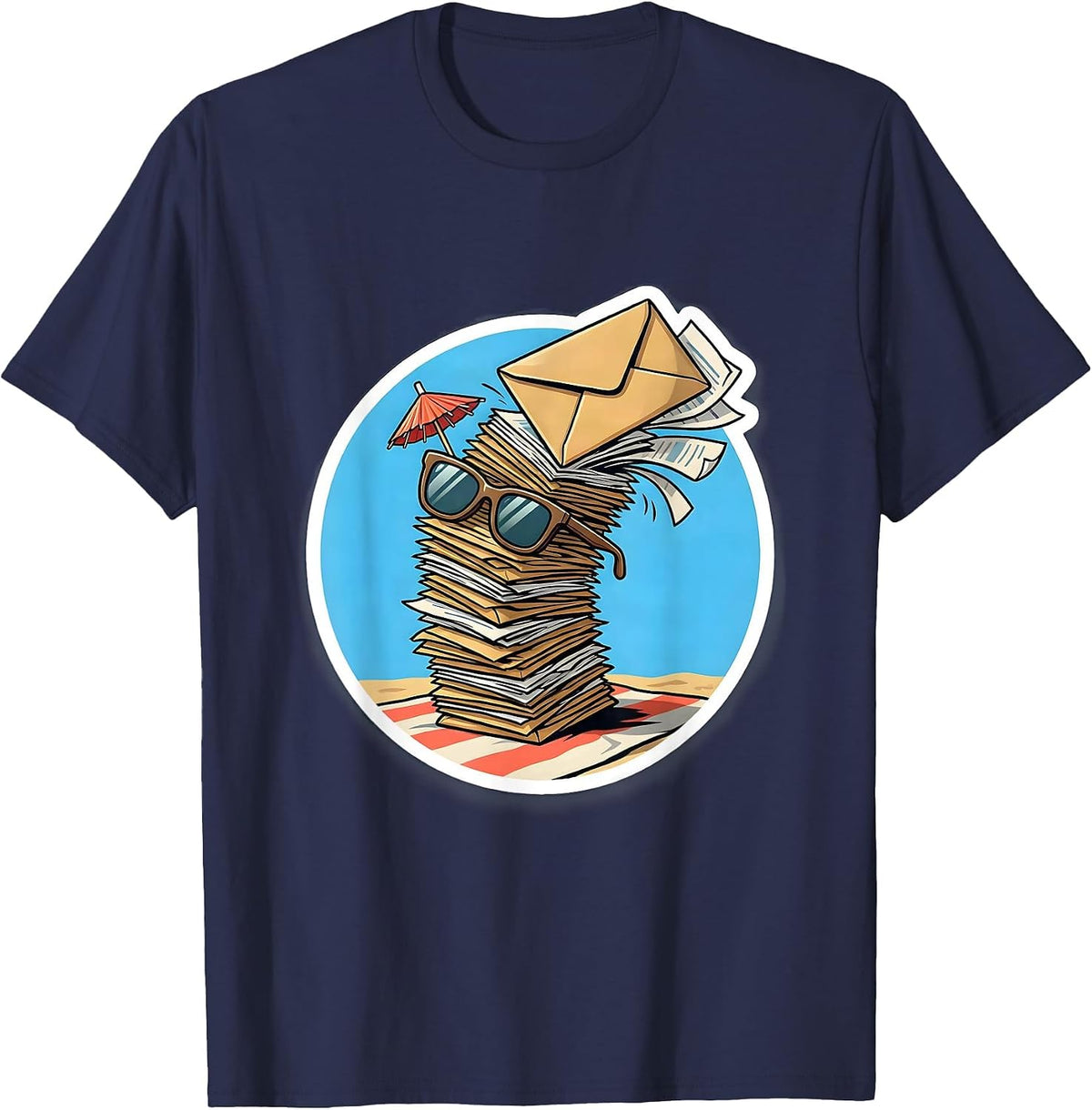Labor Day Overflowing Inbox Beach Sarcasm T-Shirt - Navy Blue