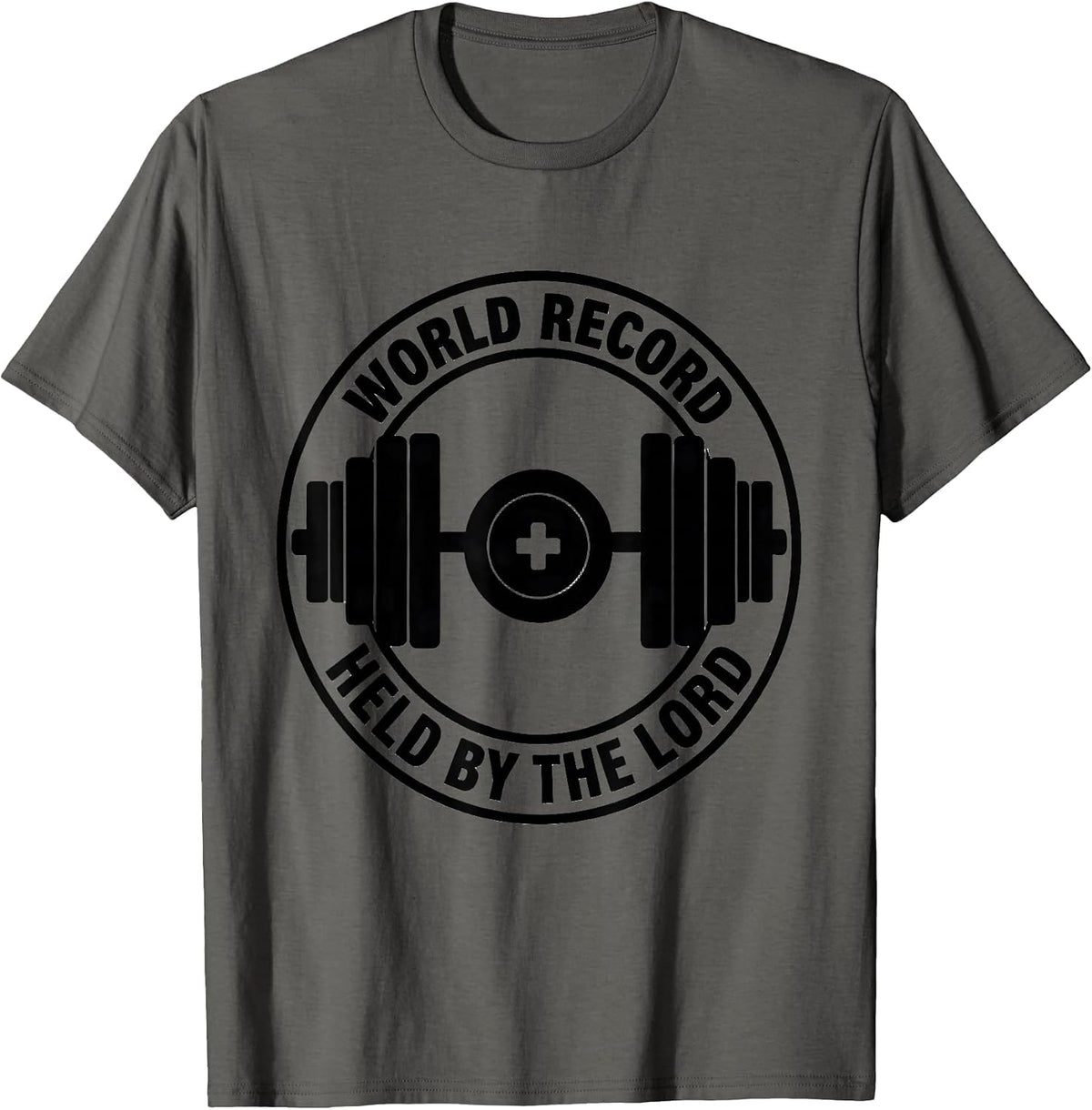 Men's World Record: Held By The Lord Christian Men Gym Faith Iron T-Shirt - Asphalt Grey