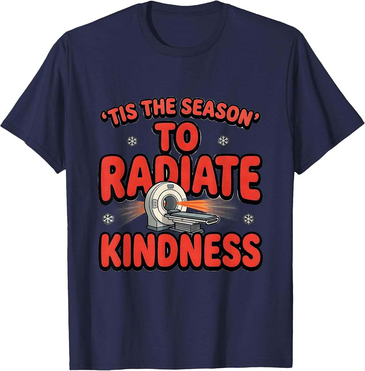 'Tis The Season To Radiate Kindness Cartoon Radiation T-Shirt - Navy Blue